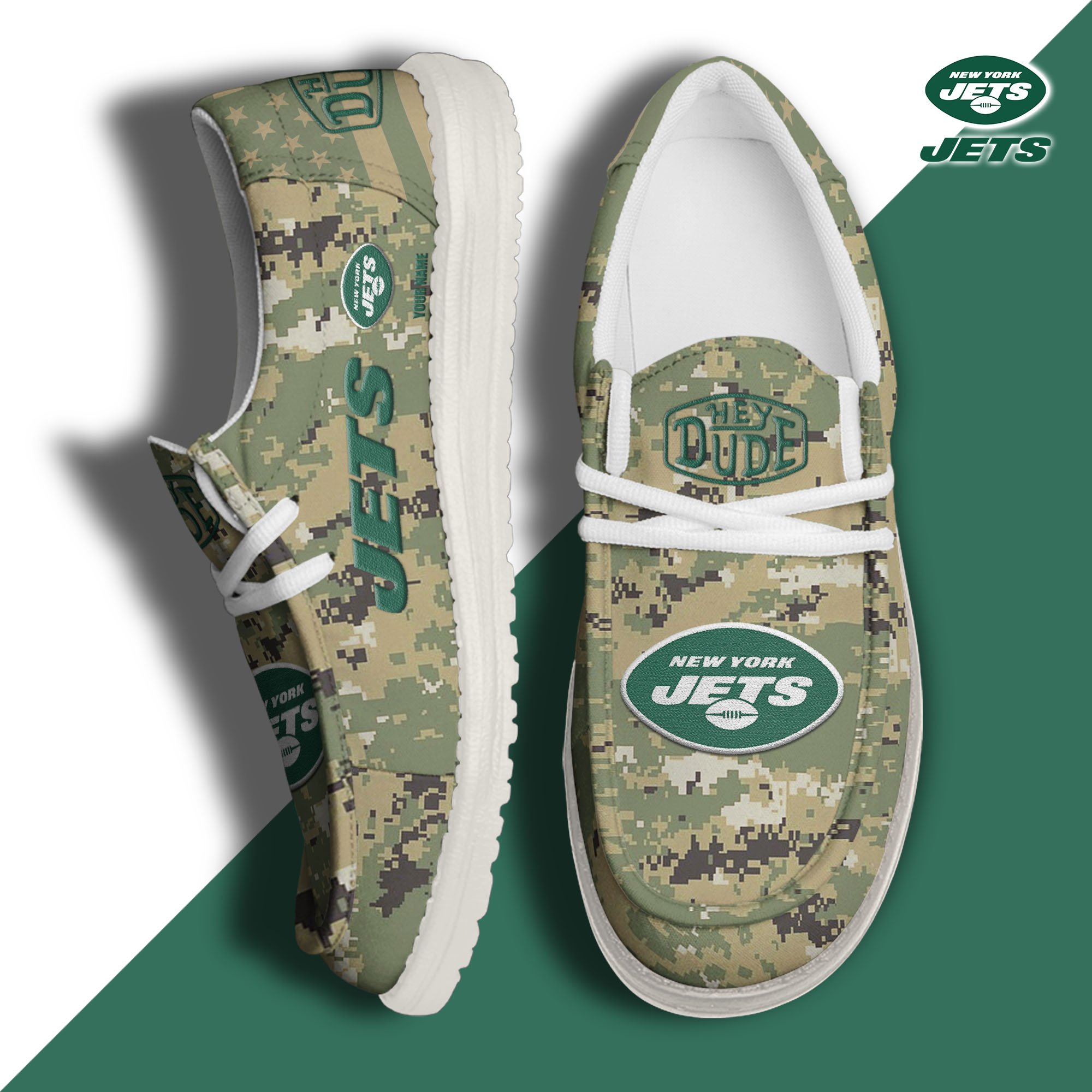 JWFancy New York Jets Hey Dude Shoes Wally Men's Lace Up Loafers Comfortable For Men And Women