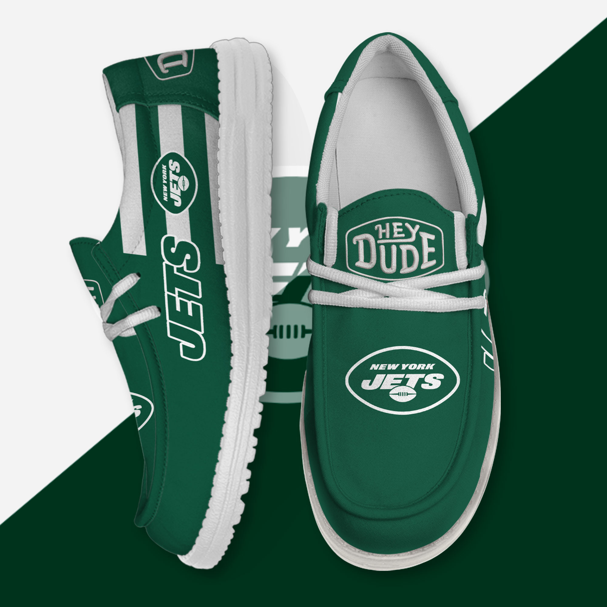 JWFancy New York Jets Hey Dude Shoes Wally Men's Lace Up Loafers Comfortable For Men And Women