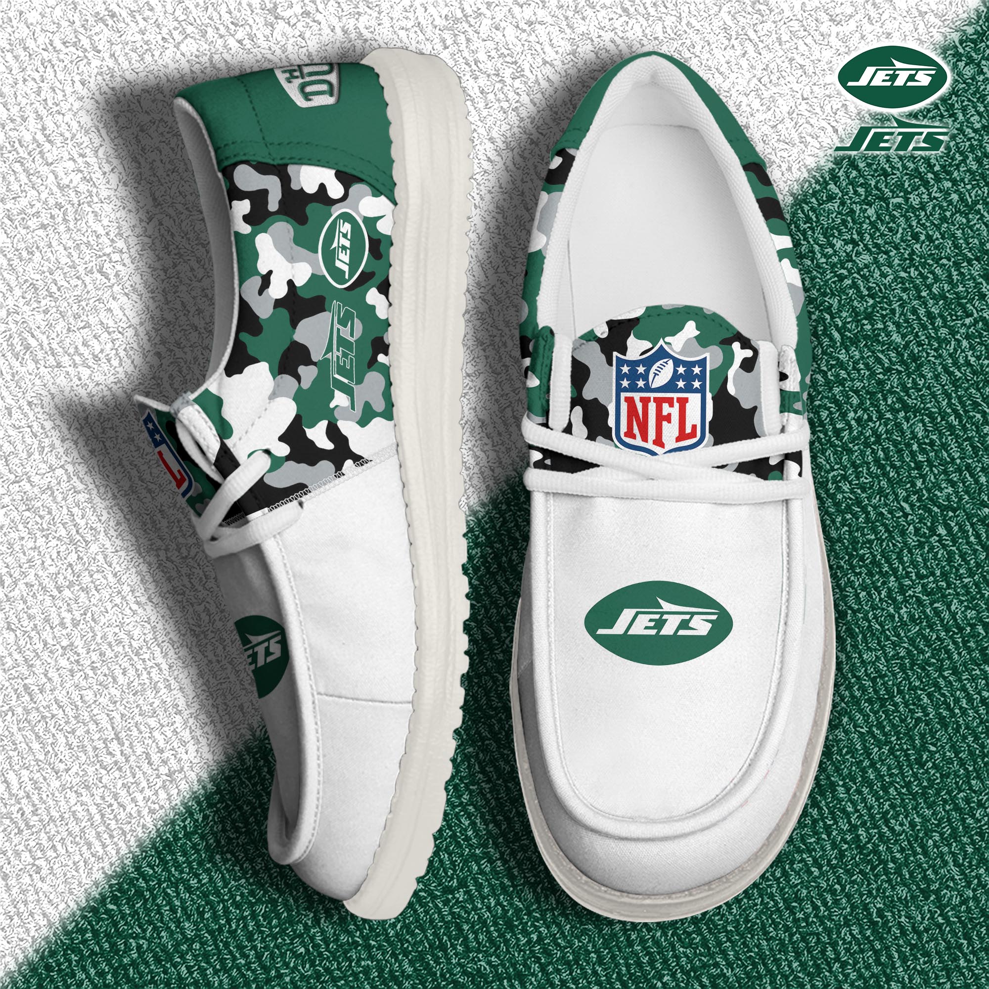 JWFancy New York Jets Hey Dude Shoes Wally Men's Lace Up Loafers Comfortable For Men And Women