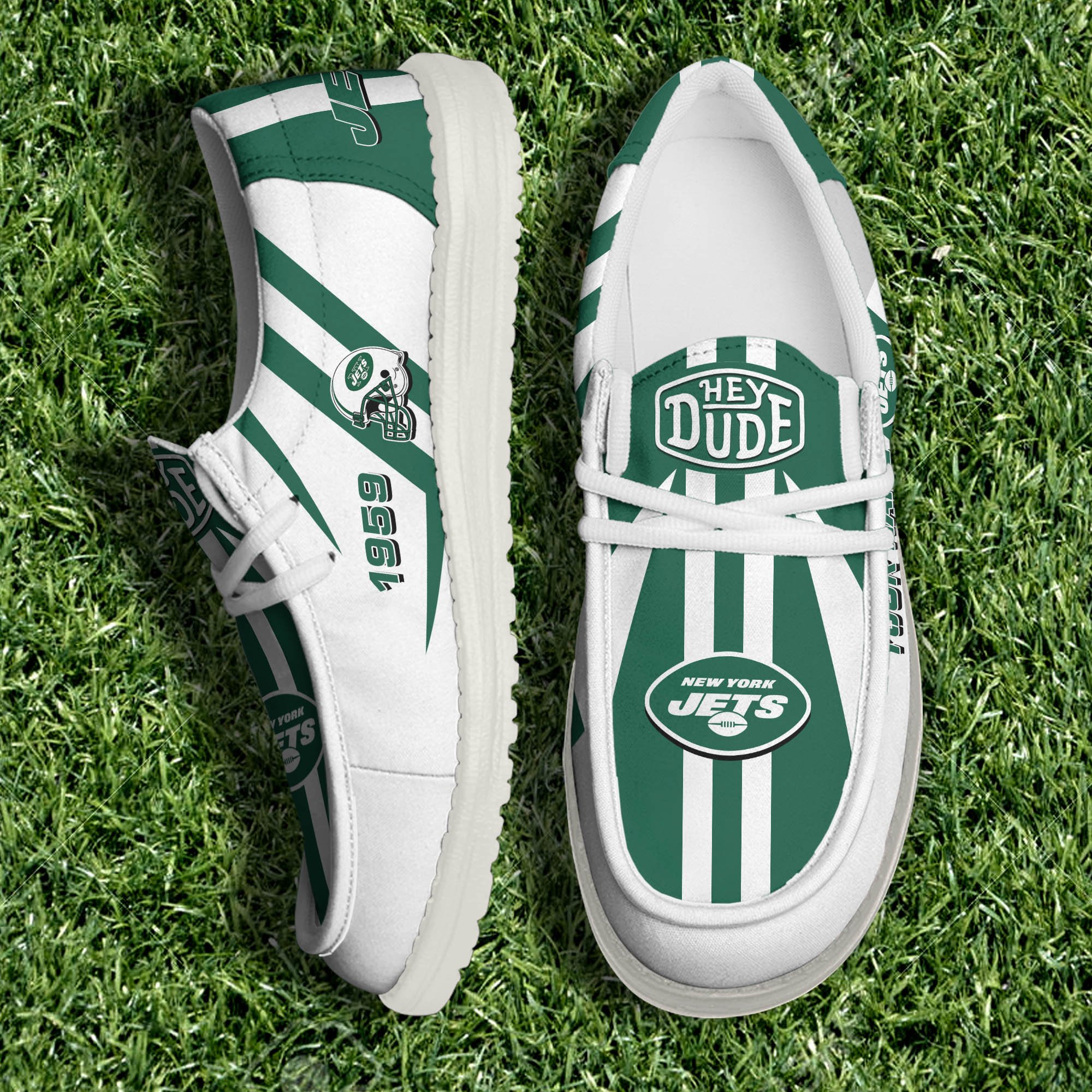 JWFancy New York Jets Hey Dude Shoes Wally Men's Lace Up Loafers Comfortable For Men And Women