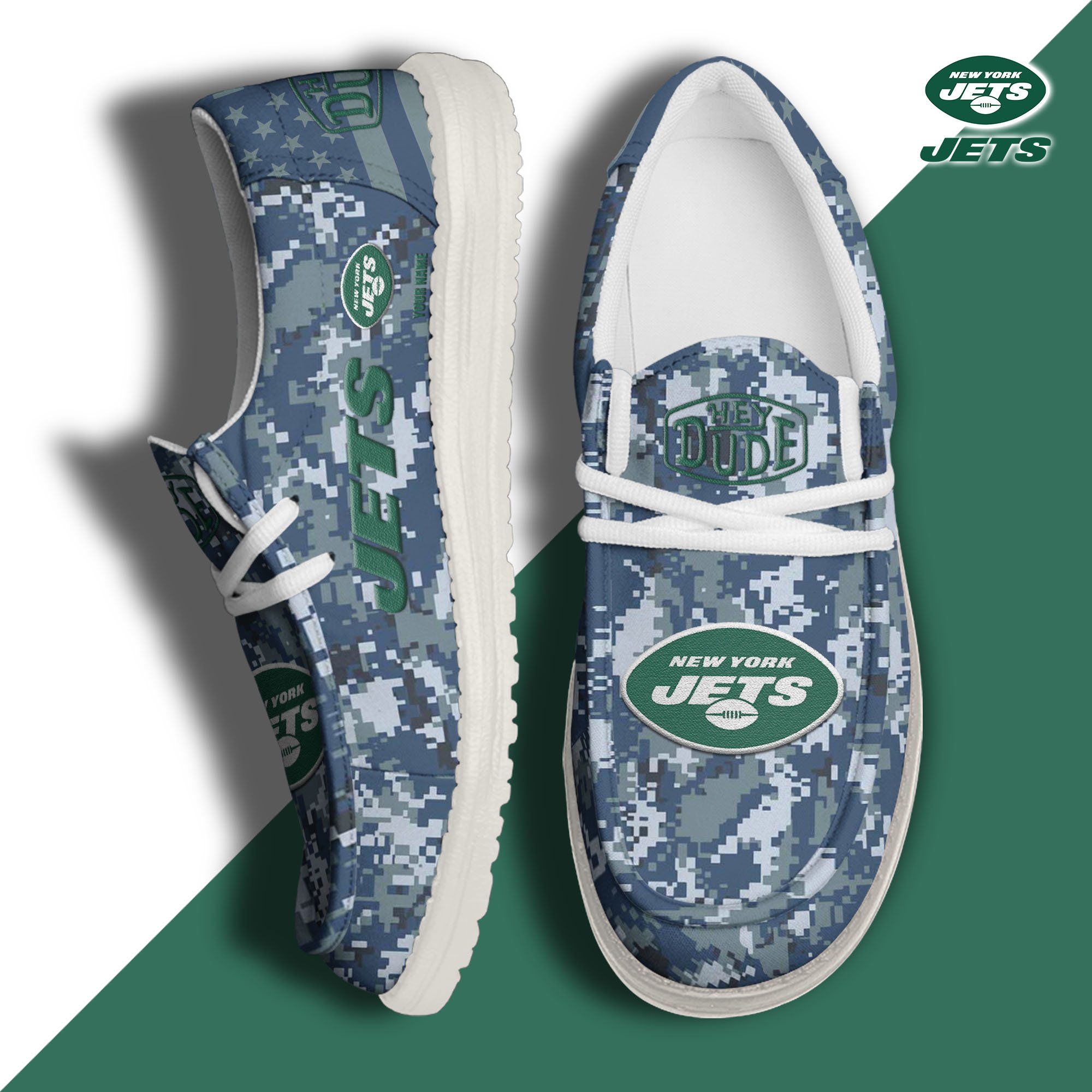 JWFancy New York Jets Hey Dude Shoes Wally Men's Lace Up Loafers Comfortable For Men And Women