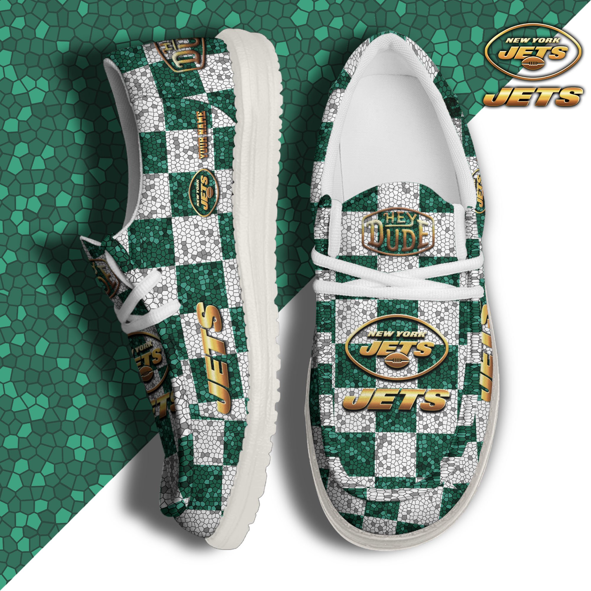 JWFancy New York Jets Hey Dude Shoes Wally Men's Lace Up Loafers Comfortable For Men And Women