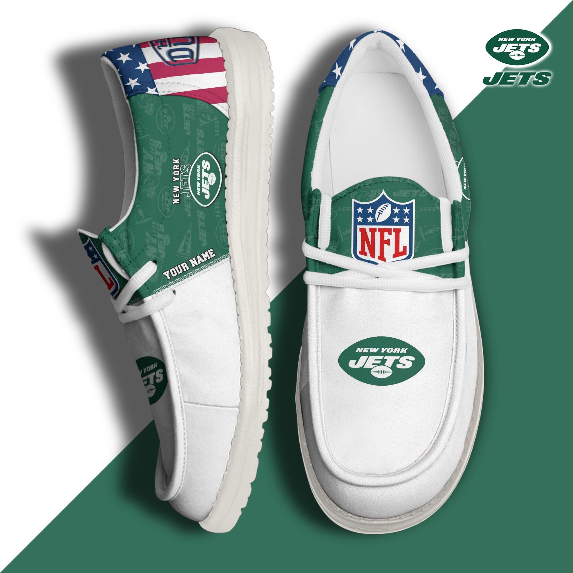 JWFancy New York Jets Hey Dude Shoes Wally Men's Lace Up Loafers Comfortable For Men And Women