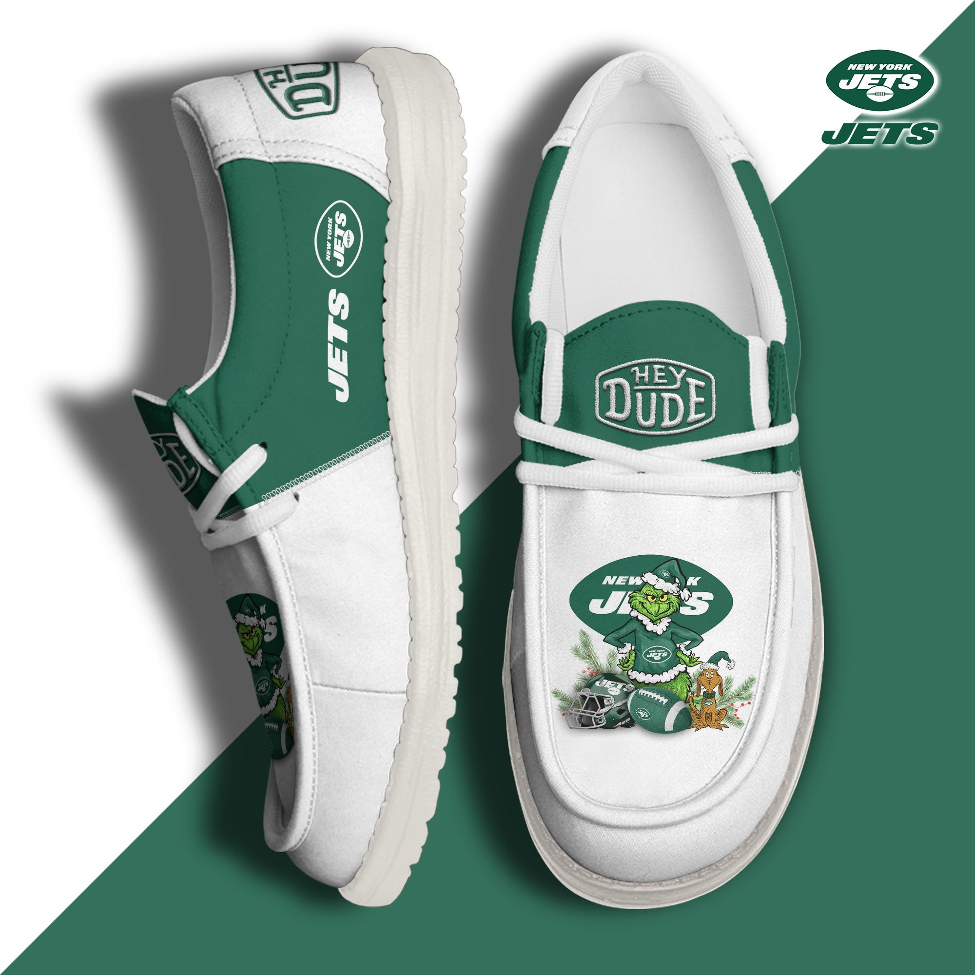 JWFancy New York Jets Hey Dude Shoes Wally Men's Lace Up Loafers Comfortable For Men And Women