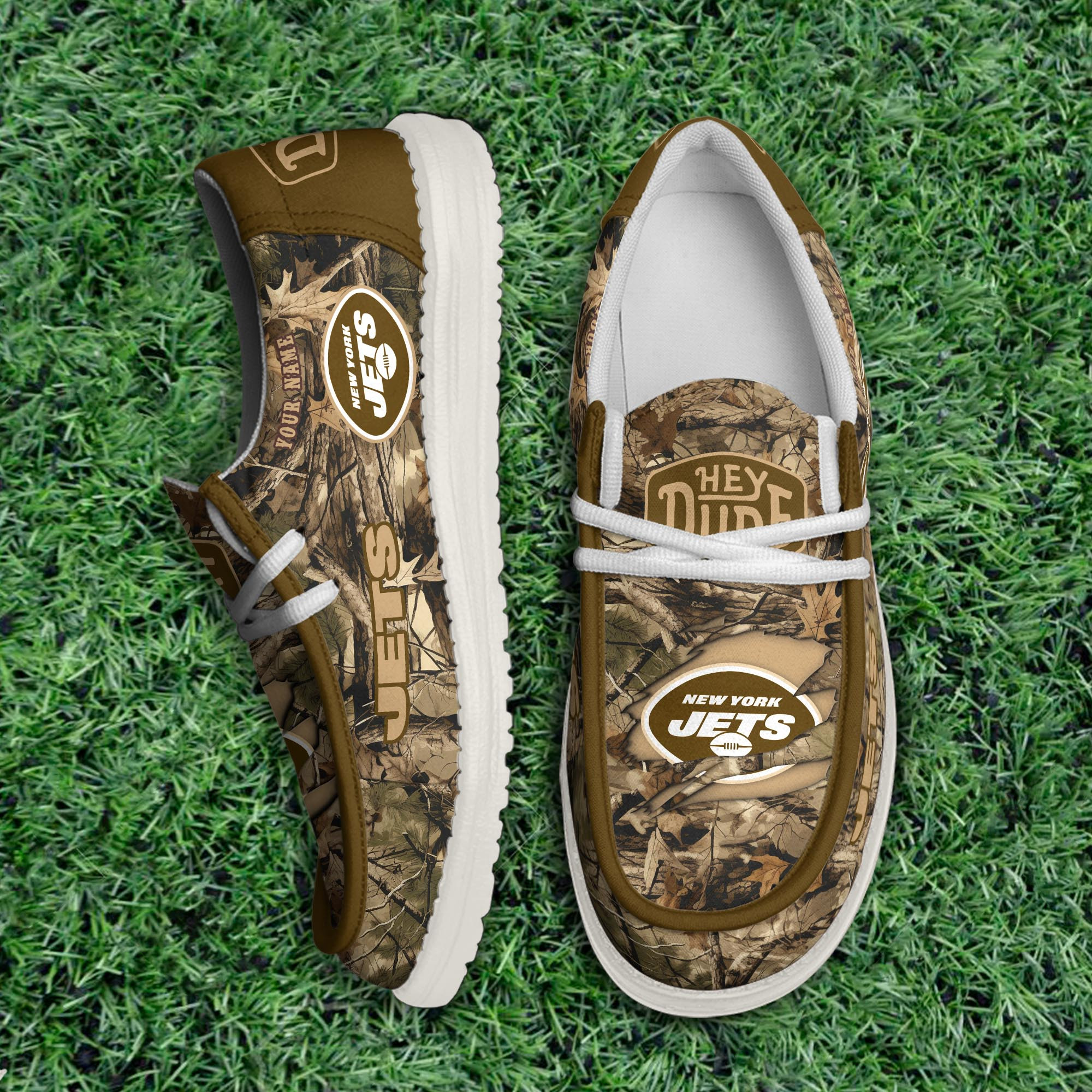 JWFancy New York Jets Hey Dude Shoes Wally Men's Lace Up Loafers Comfortable For Men And Women