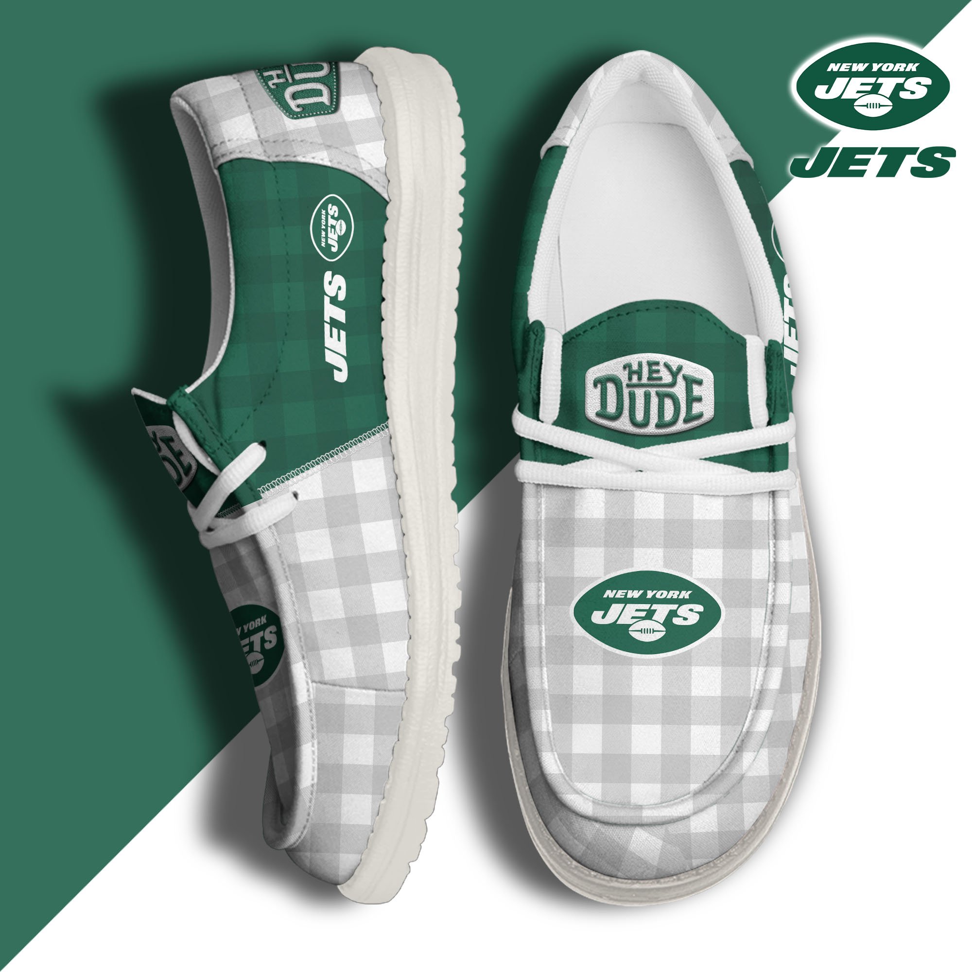 JWFancy New York Jets Hey Dude Shoes Wally Men's Lace Up Loafers Comfortable For Men And Women