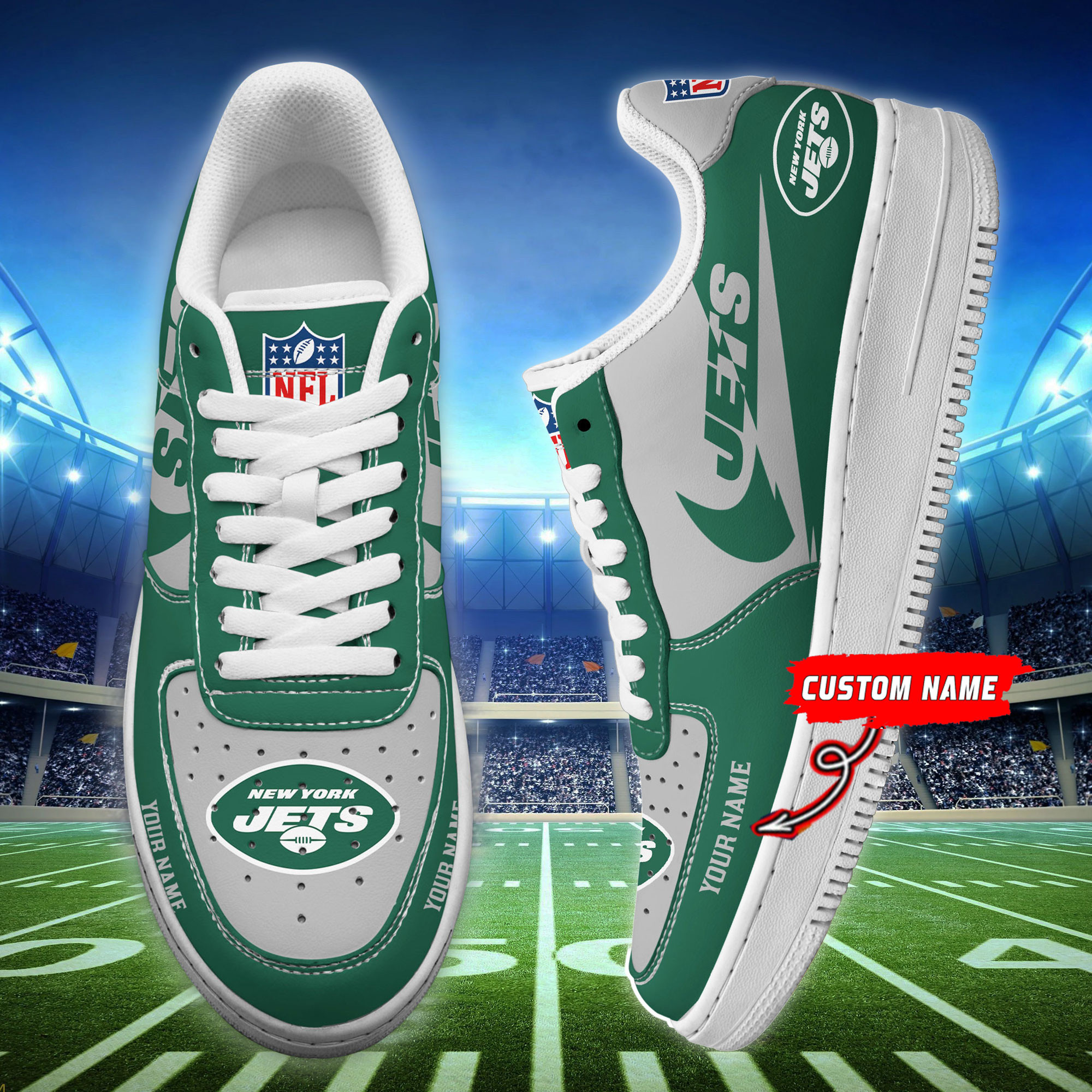 JWFancy New York Jets NFL Air Low-Top Sneakers Shoes For Men And Women