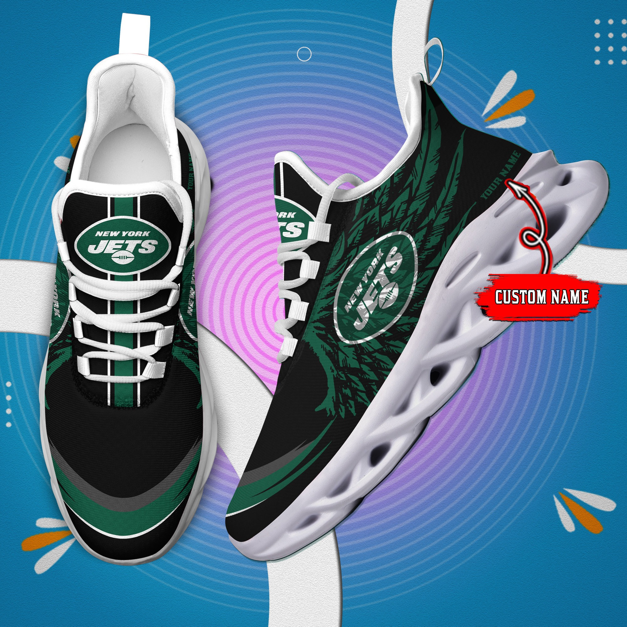 JWFancy New York Jets NFL Max Soul Shoes Sneakers For Men And Women