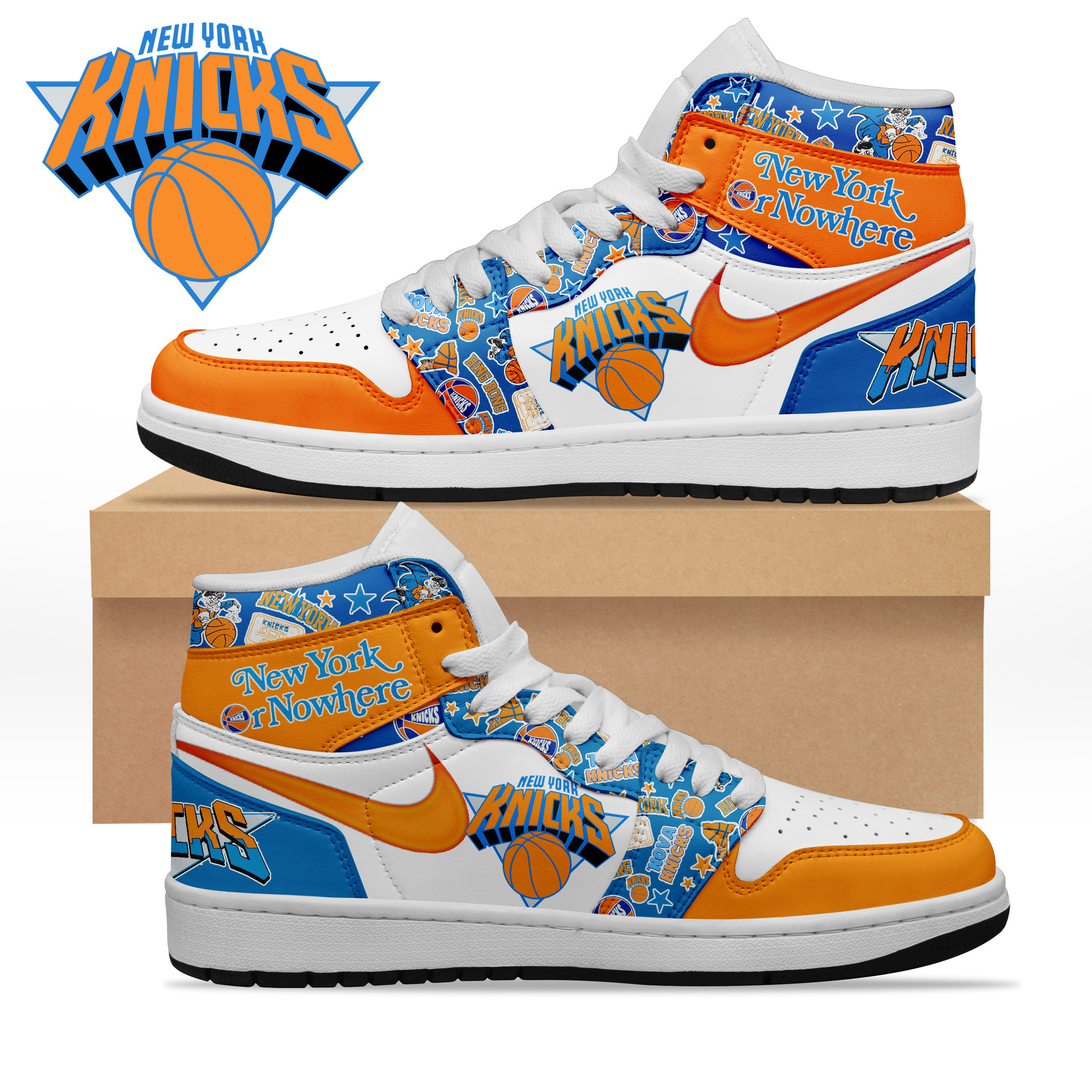 JWFancy New York Knicks AJ1 High Sneakers Shoes For Men And Women