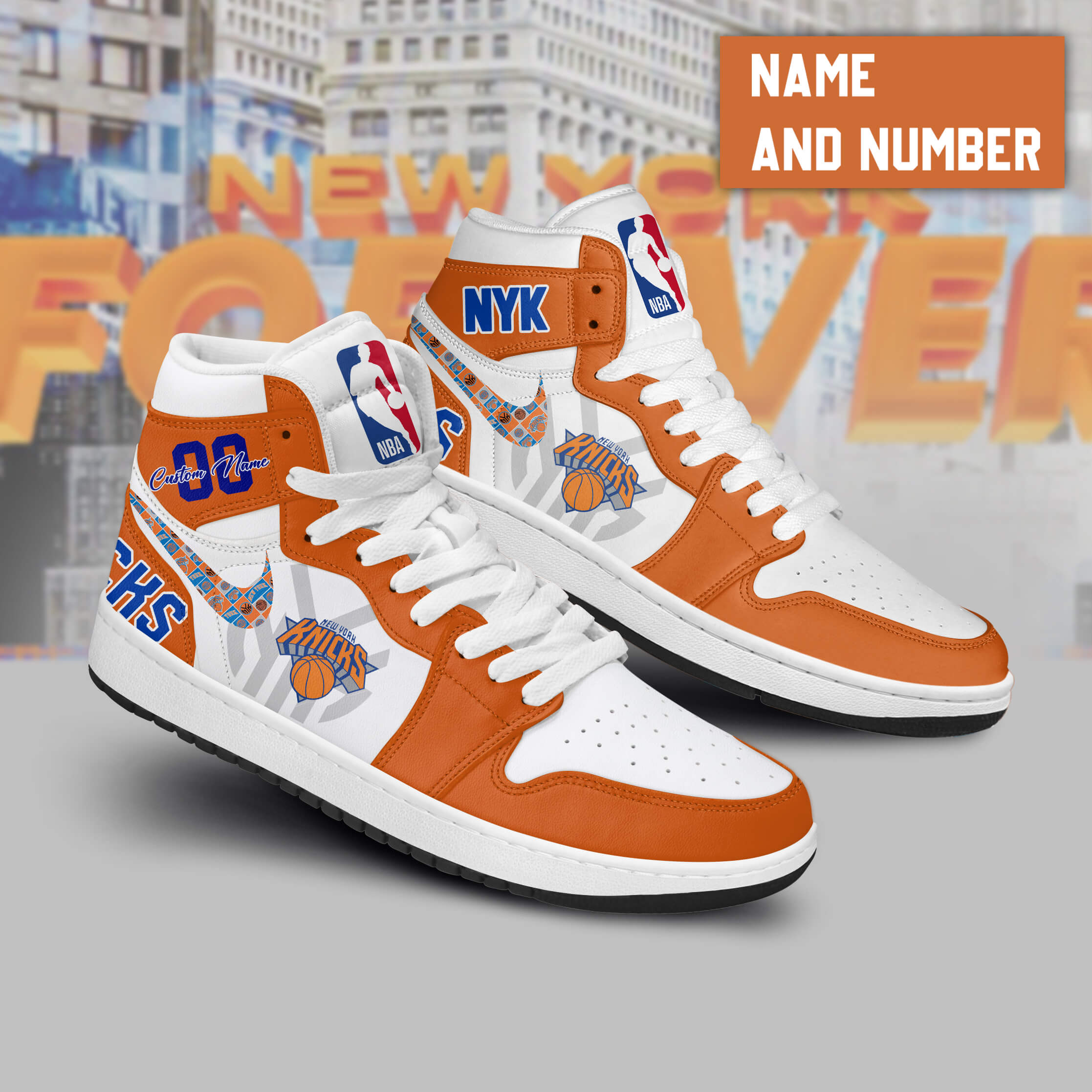 JWFancy New York Knicks AJ1 High Sneakers Shoes For Men And Women