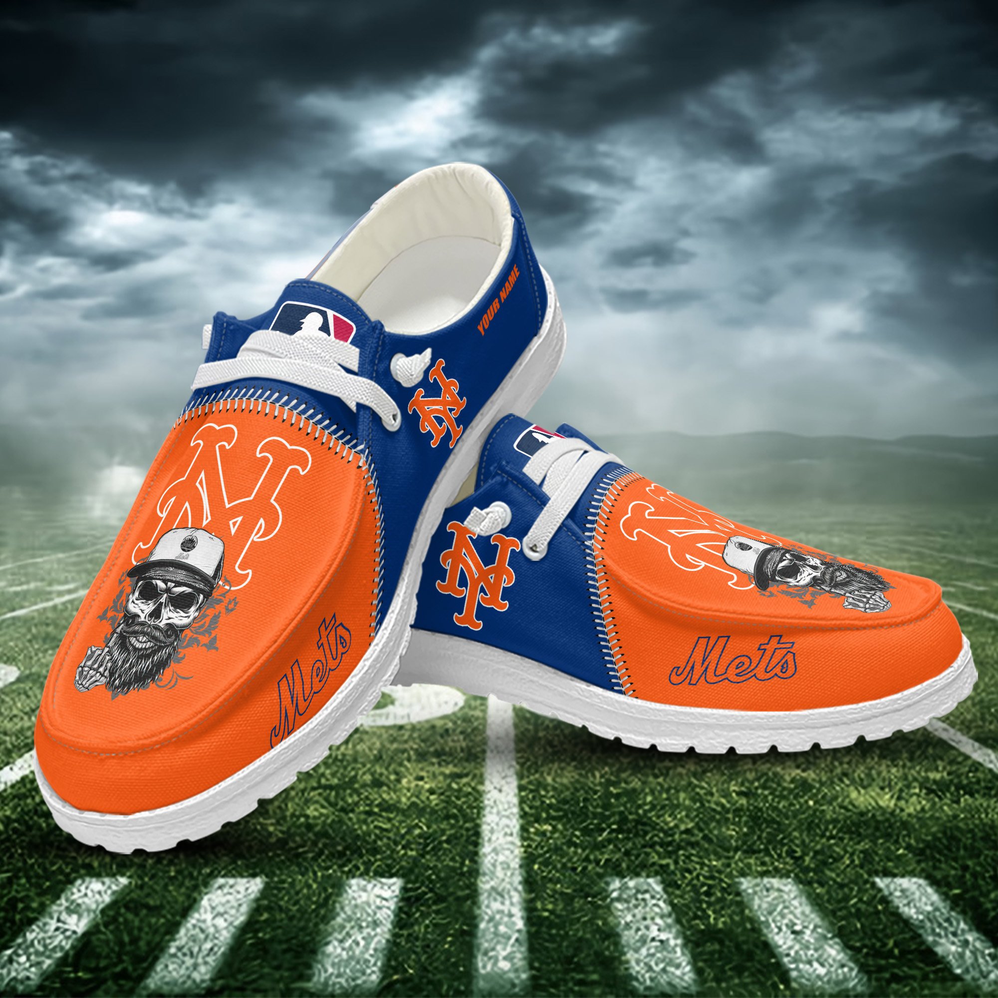 JWFancy New York Mets Hey Dude Shoes Wally Men's Lace Up Loafers Comfortable For Men And Women