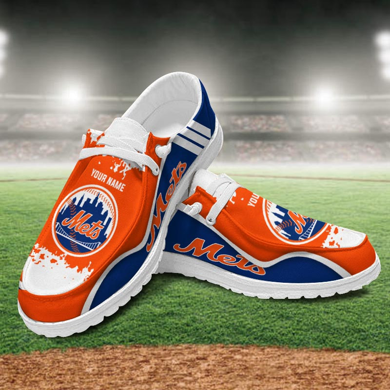JWFancy New York Mets Hey Dude Shoes Wally Men's Lace Up Loafers Comfortable For Men And Women