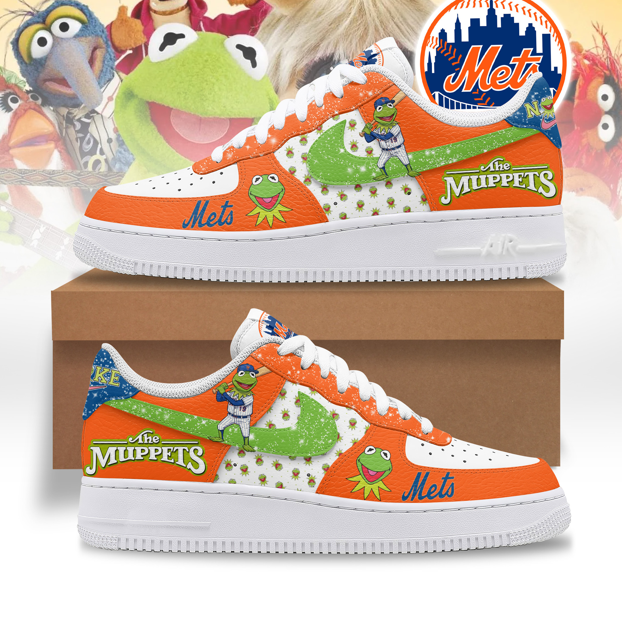 JWFancy New York Mets x The Muppets Air Low-Top Sneakers Shoes For Men And Women