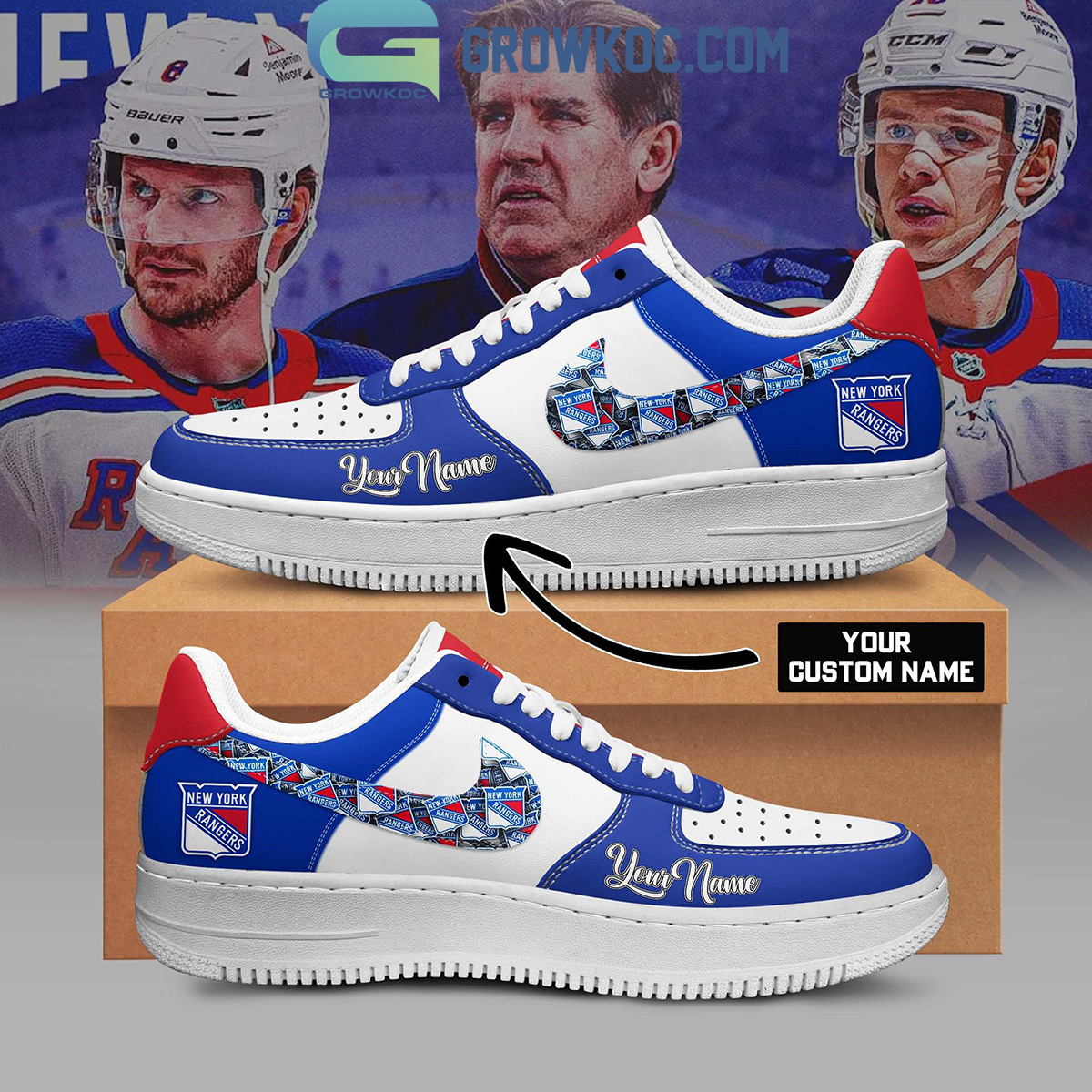 JWFancy New York Rangers Air Low-Top Sneakers Shoes For Men And Women