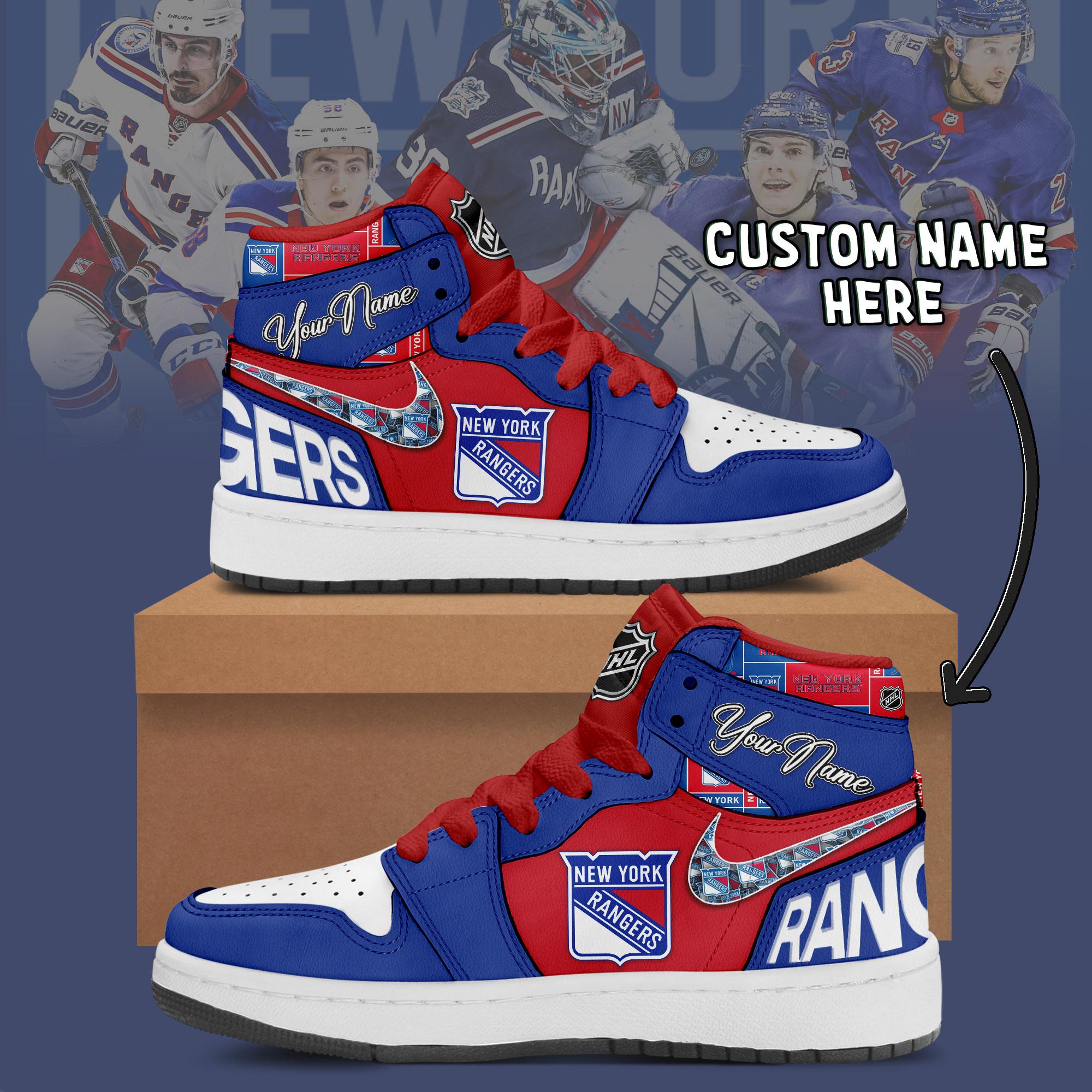 JWFancy New York Rangers AJ1 High Sneakers Shoes For Men And Women