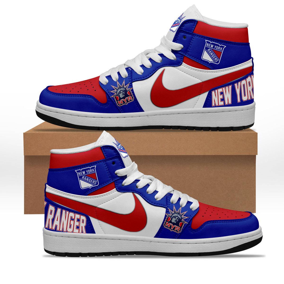 JWFancy New York Rangers AJ1 High Sneakers Shoes For Men And Women