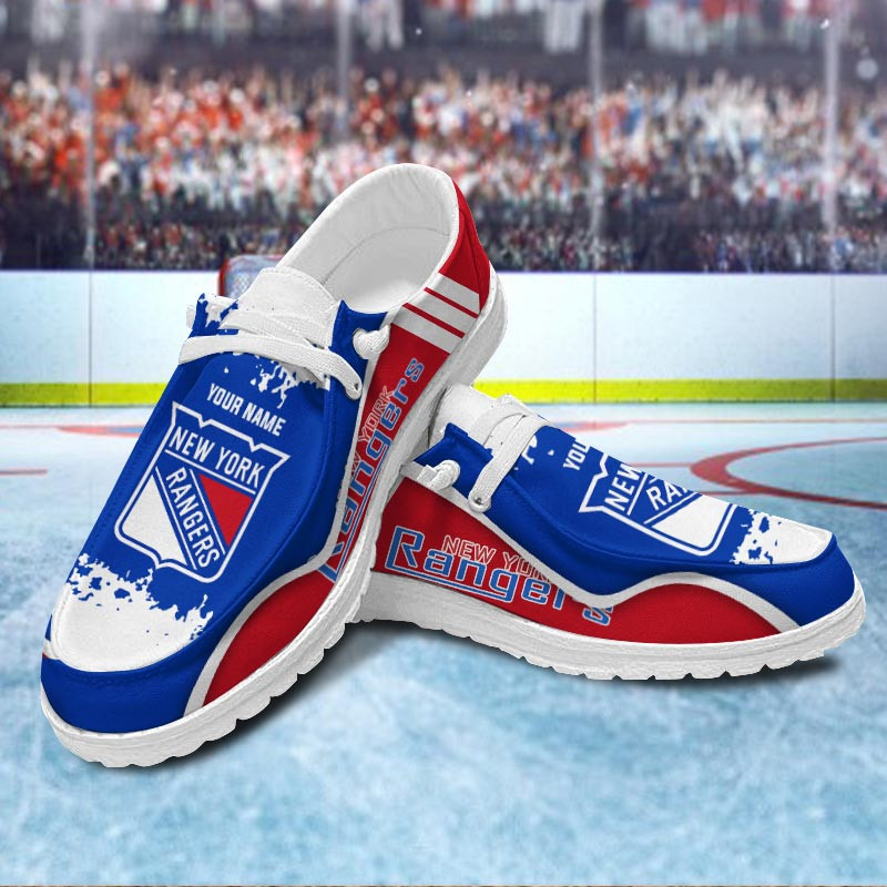 JWFancy New York Rangers Hey Dude Shoes Wally Men's Lace Up Loafers Comfortable For Men And Women