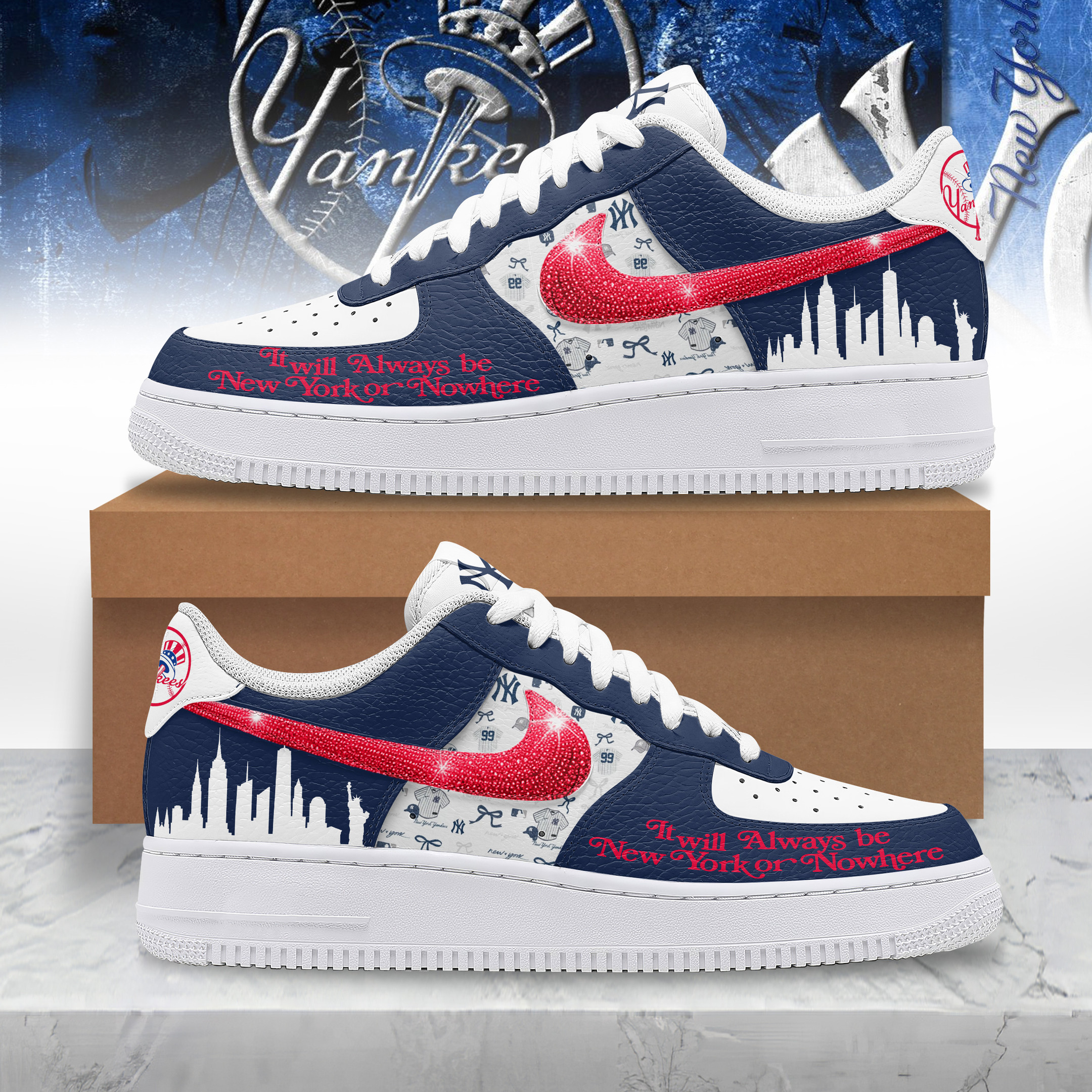 JWFancy New York Yankees Air Low-Top Sneakers Shoes For Men And Women