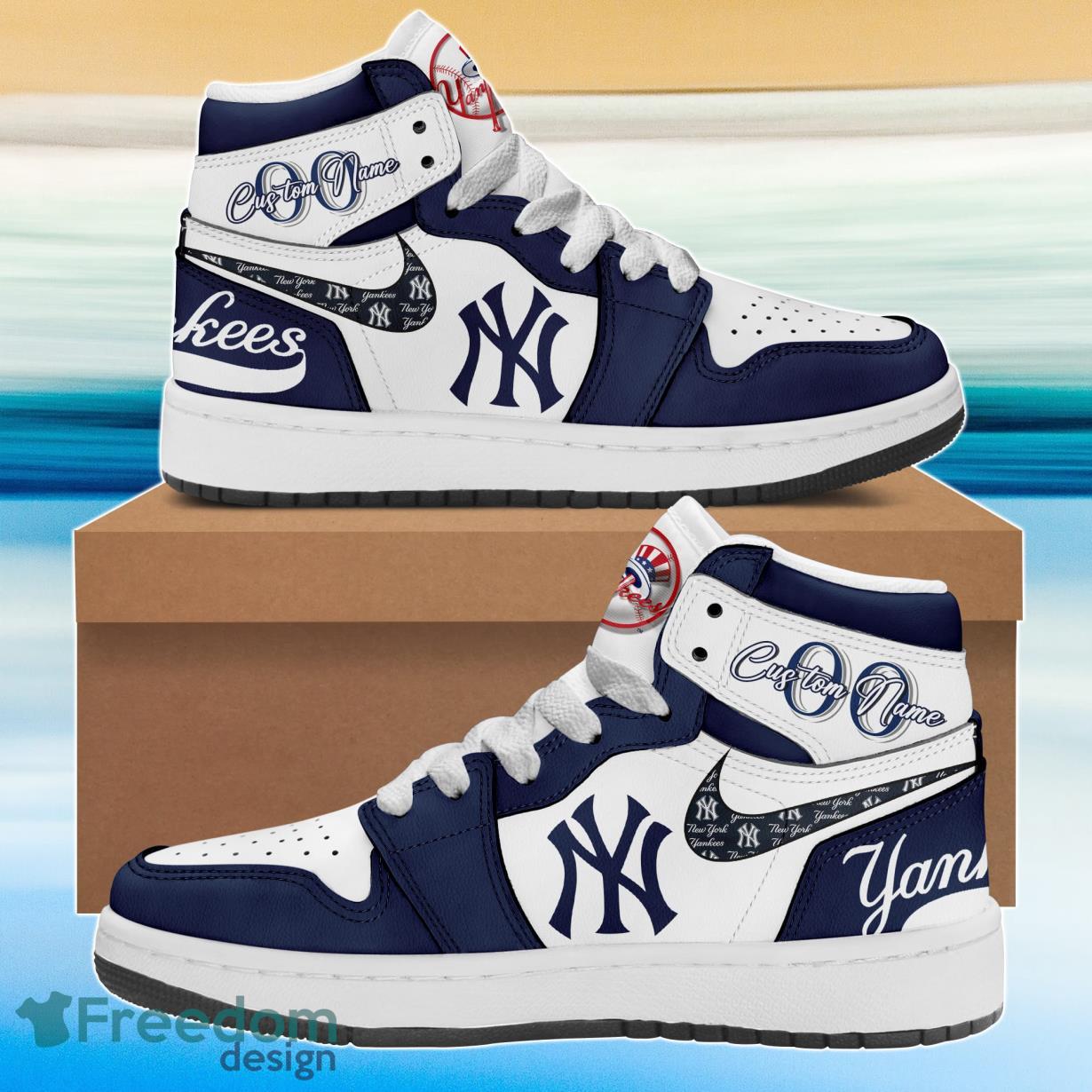 JWFancy New York Yankees AJ1 High Sneakers Shoes For Men And Women