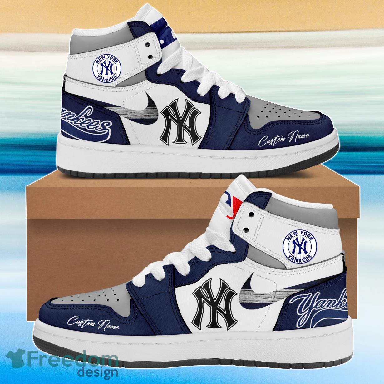 JWFancy New York Yankees AJ1 High Sneakers Shoes For Men And Women