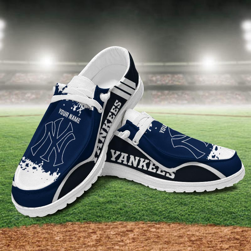 JWFancy New York Yankees Hey Dude Shoes Wally Men's Lace Up Loafers Comfortable For Men And Women