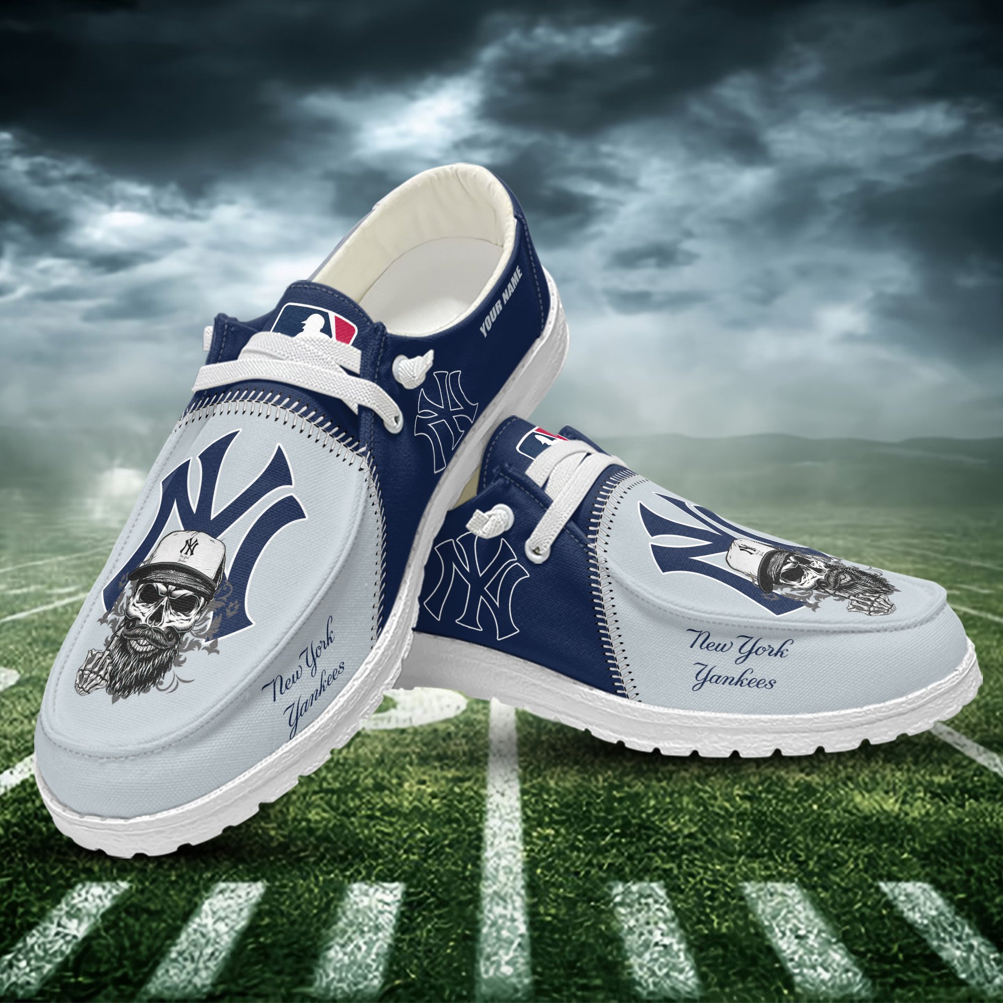 JWFancy New York Yankees Hey Dude Shoes Wally Men's Lace Up Loafers Comfortable For Men And Women