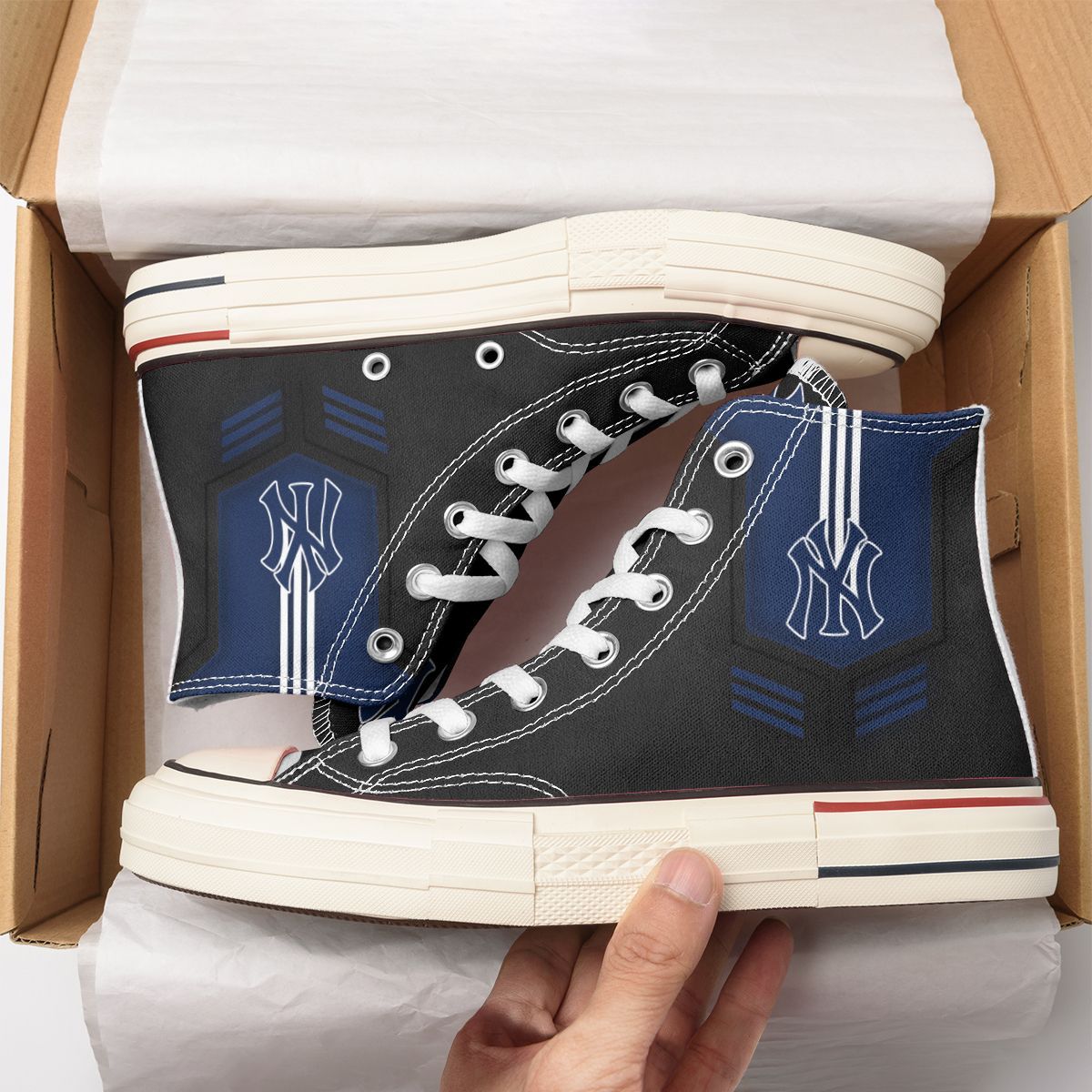 JWFancy New York Yankees High Top Canvas Sneakers Shoes For Men And Women
