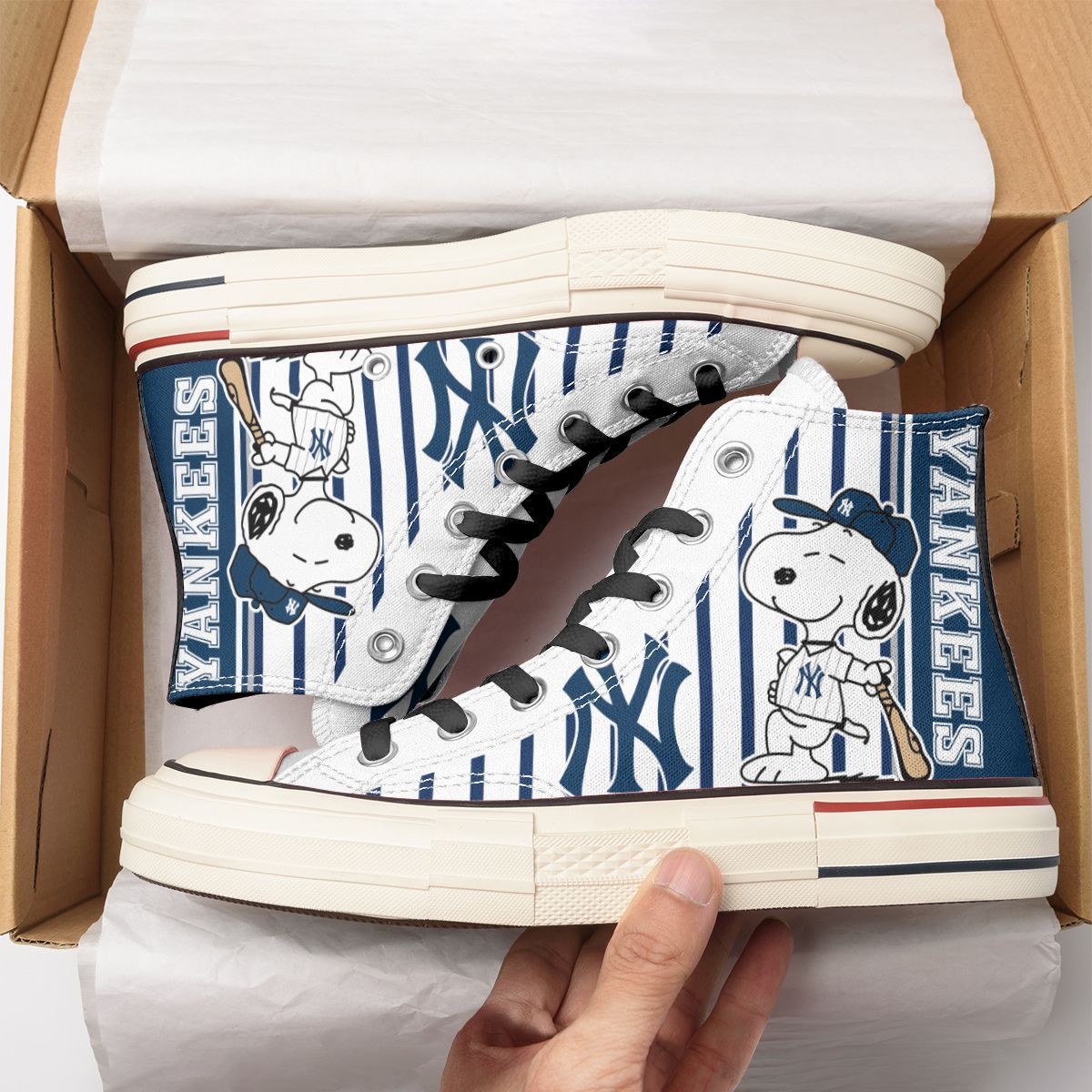 JWFancy New York Yankees High Top Canvas Sneakers Shoes For Men And Women