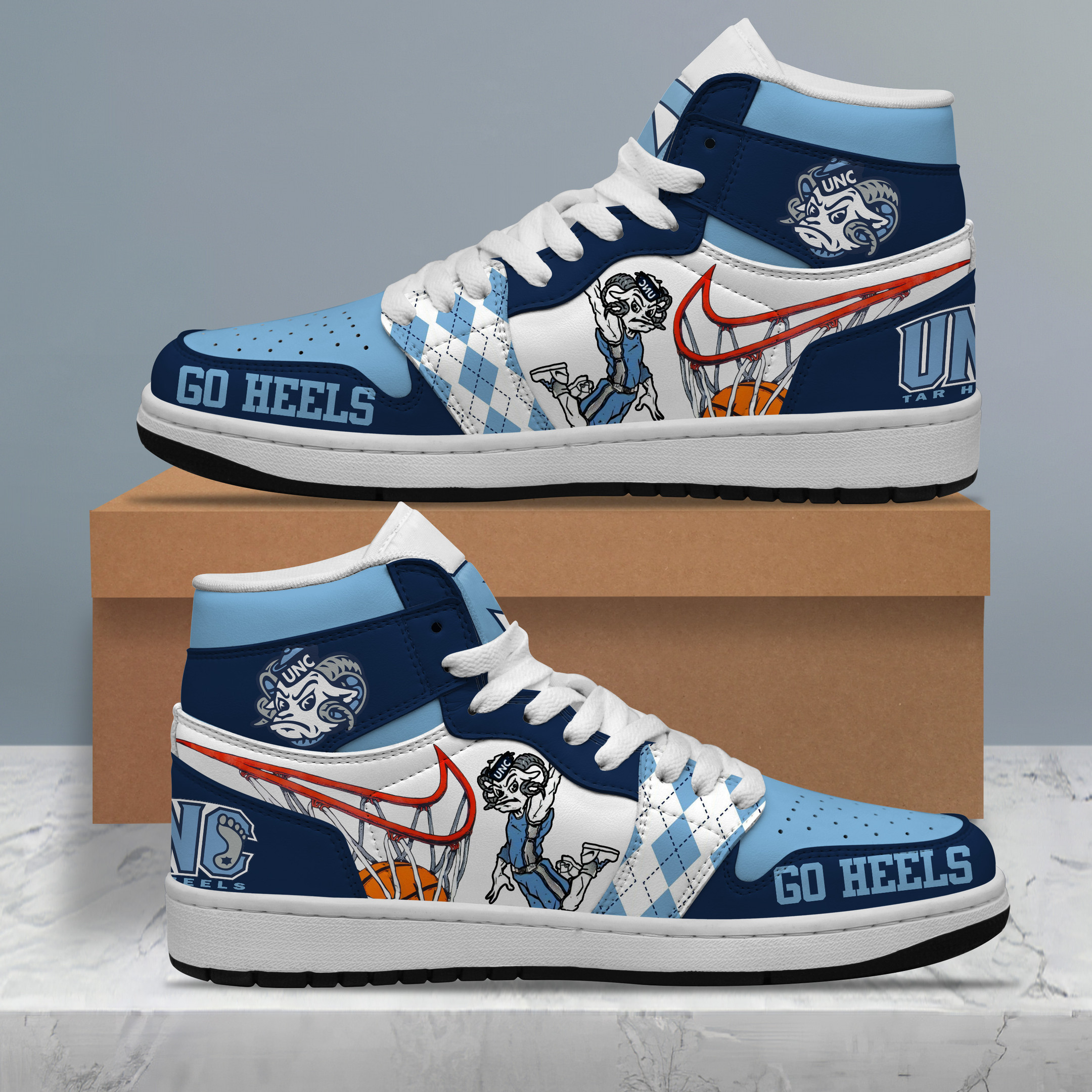 JWFancy North Carolina Tar Heels AJ1 High Sneakers Shoes For Men And Women