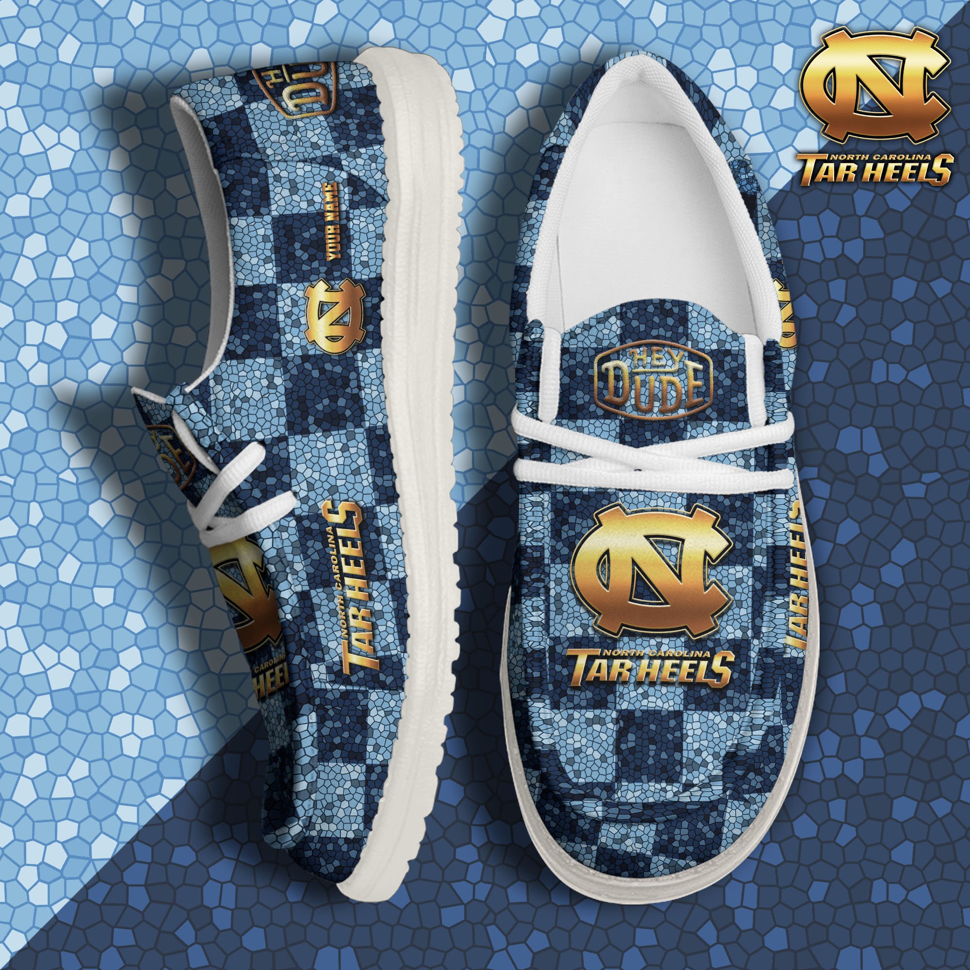 JWFancy North Carolina Tar Heels Hey Dude Shoes Wally Men's Lace Up Loafers Comfortable For Men And Women