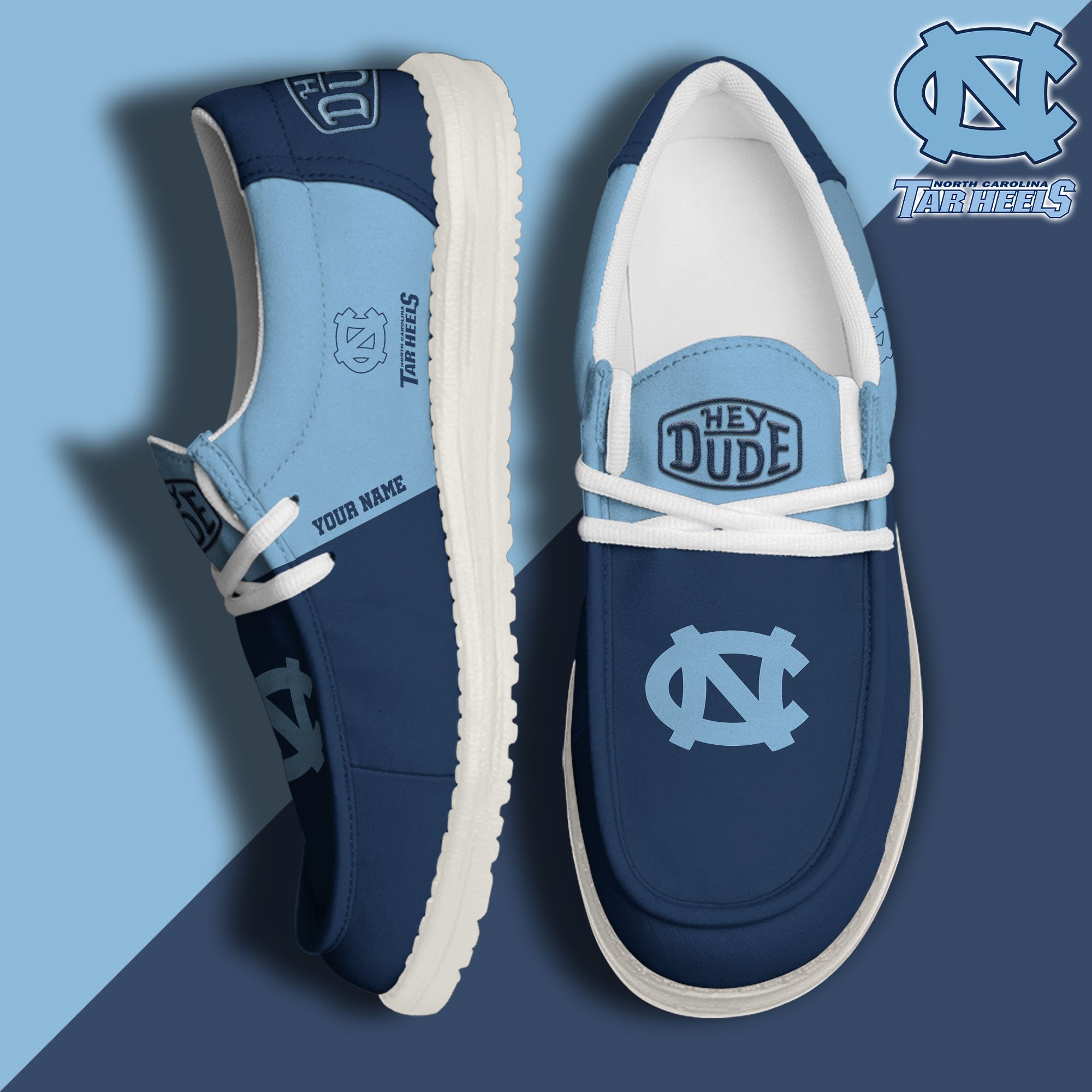 JWFancy North Carolina Tar Heels Hey Dude Shoes Wally Men's Lace Up Loafers Comfortable For Men And Women