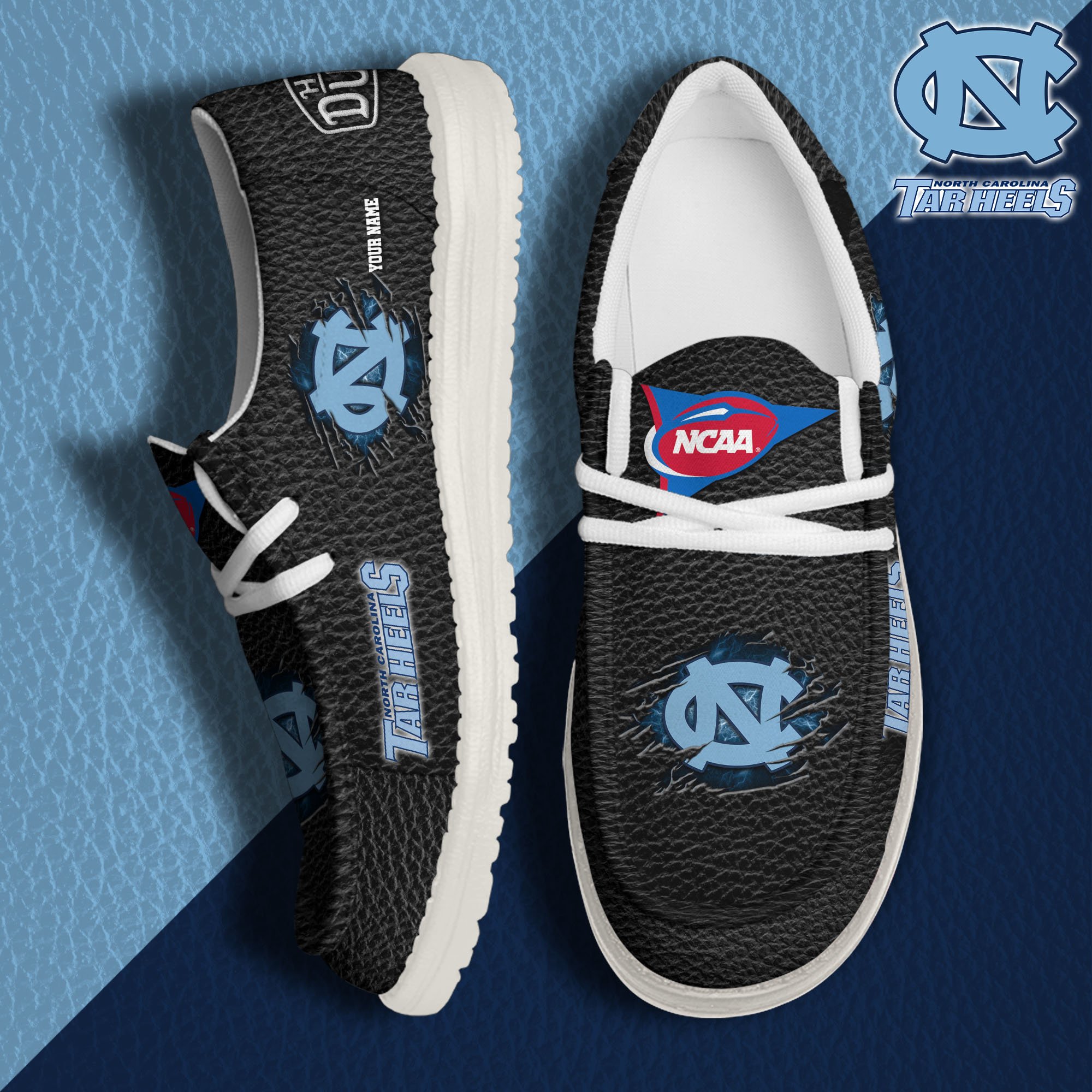 JWFancy North Carolina Tar Heels Hey Dude Shoes Wally Men's Lace Up Loafers Comfortable For Men And Women