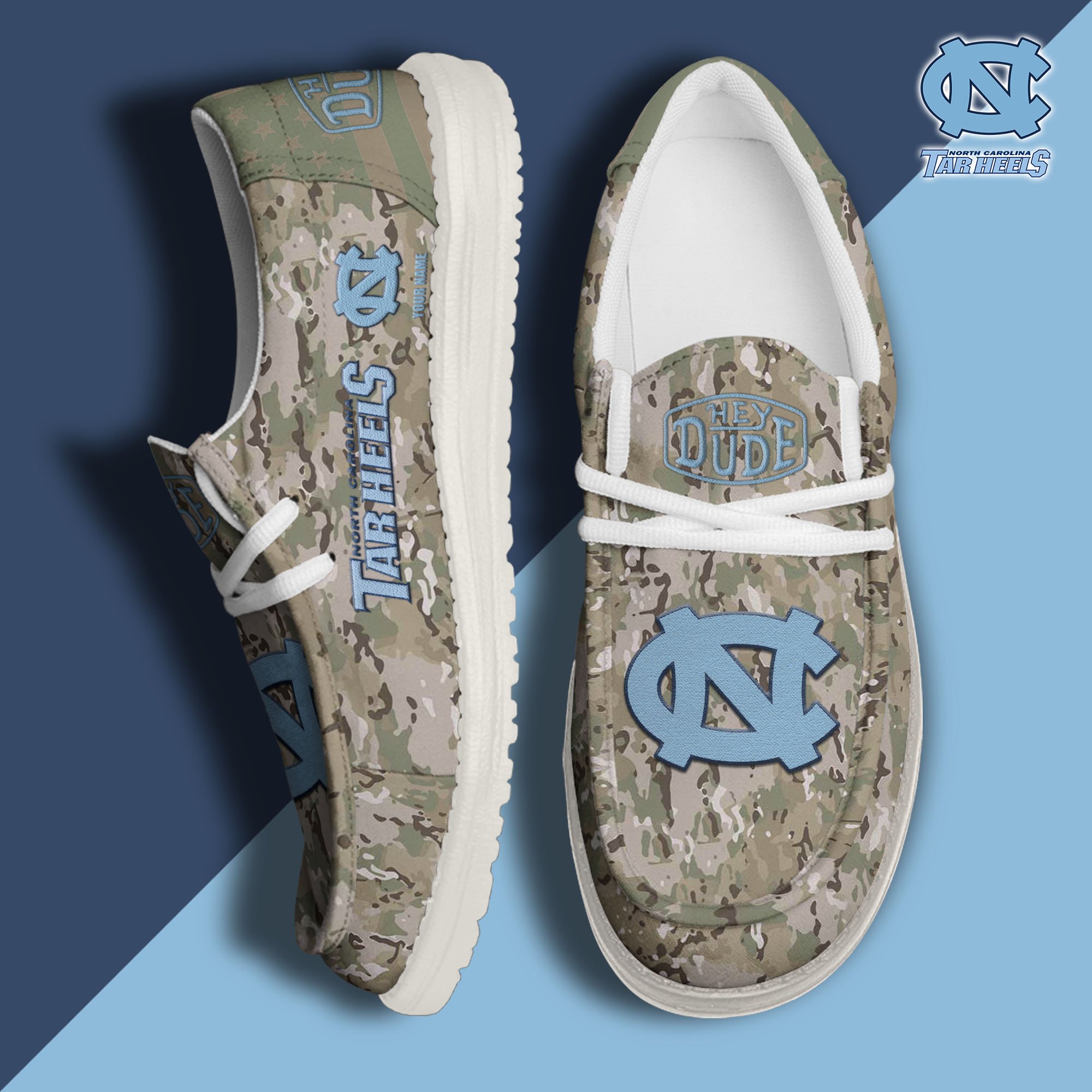 JWFancy North Carolina Tar Heels Hey Dude Shoes Wally Men's Lace Up Loafers Comfortable For Men And Women