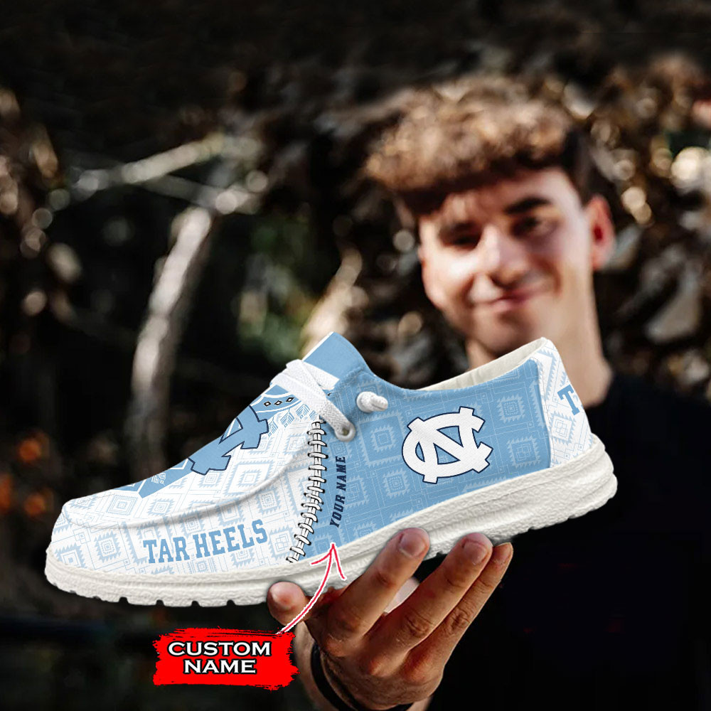 JWFancy North Carolina Tar Heels Hey Dude Shoes Wally Men's Lace Up Loafers Comfortable For Men And Women