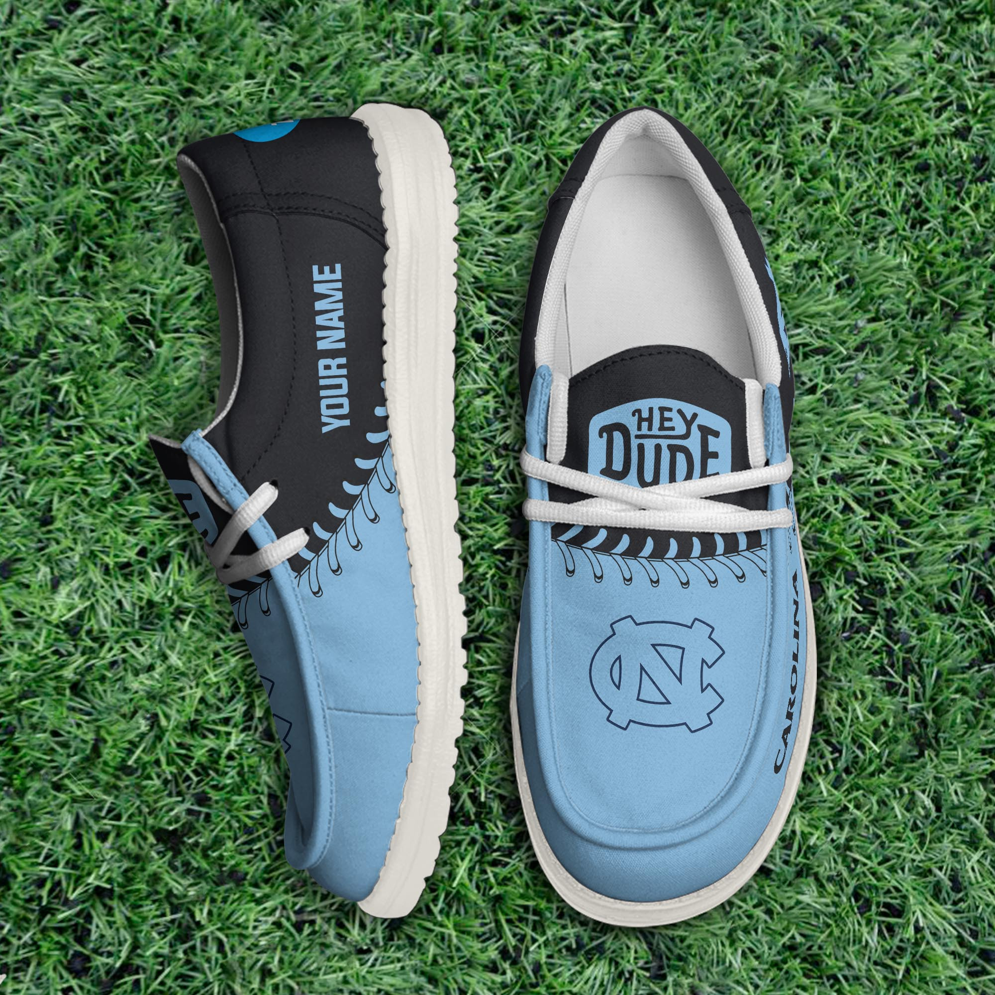 JWFancy North Carolina Tar Heels Hey Dude Shoes Wally Men's Lace Up Loafers Comfortable For Men And Women