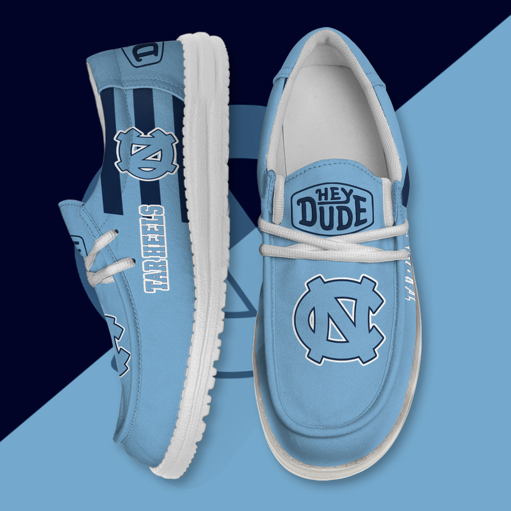 JWFancy North Carolina Tar Heels Hey Dude Shoes Wally Men's Lace Up Loafers Comfortable For Men And Women
