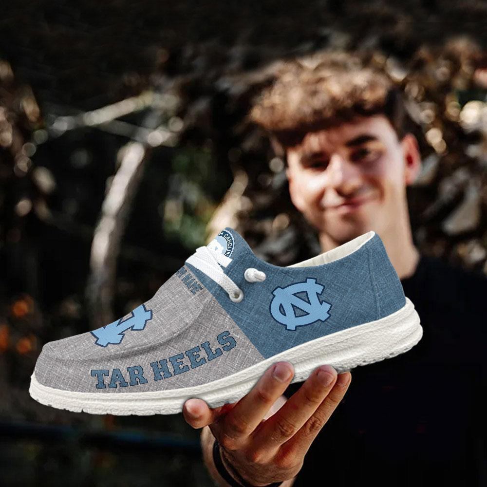 JWFancy North Carolina Tar Heels Hey Dude Shoes Wally Men's Lace Up Loafers Comfortable For Men And Women