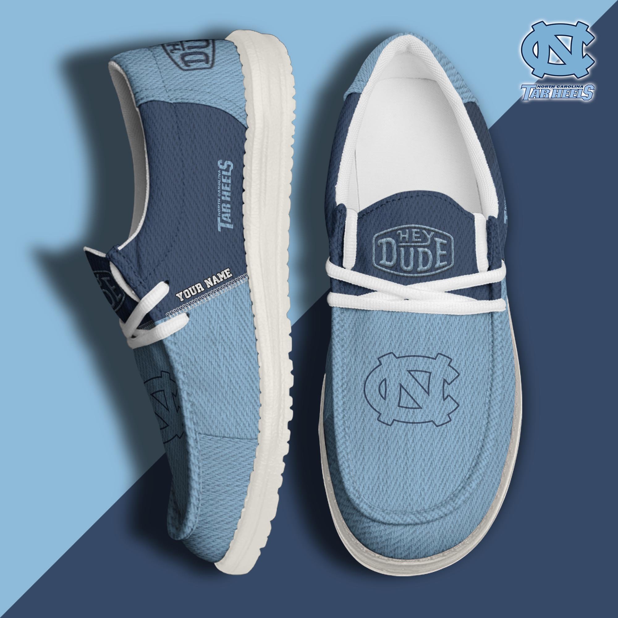 JWFancy North Carolina Tar Heels Hey Dude Shoes Wally Men's Lace Up Loafers Comfortable For Men And Women