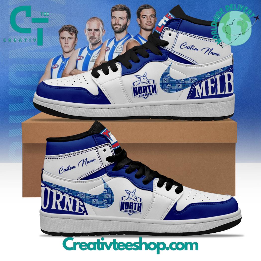 JWFancy North Melbourne Kangaroos AJ1 High Sneakers Shoes For Men And Women