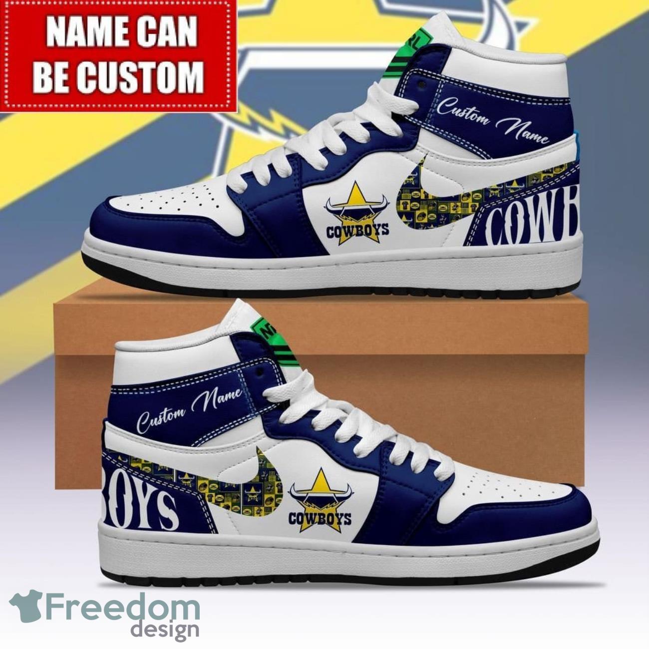 JWFancy North Queensland Cowboys AJ1 High Sneakers Shoes For Men And Women
