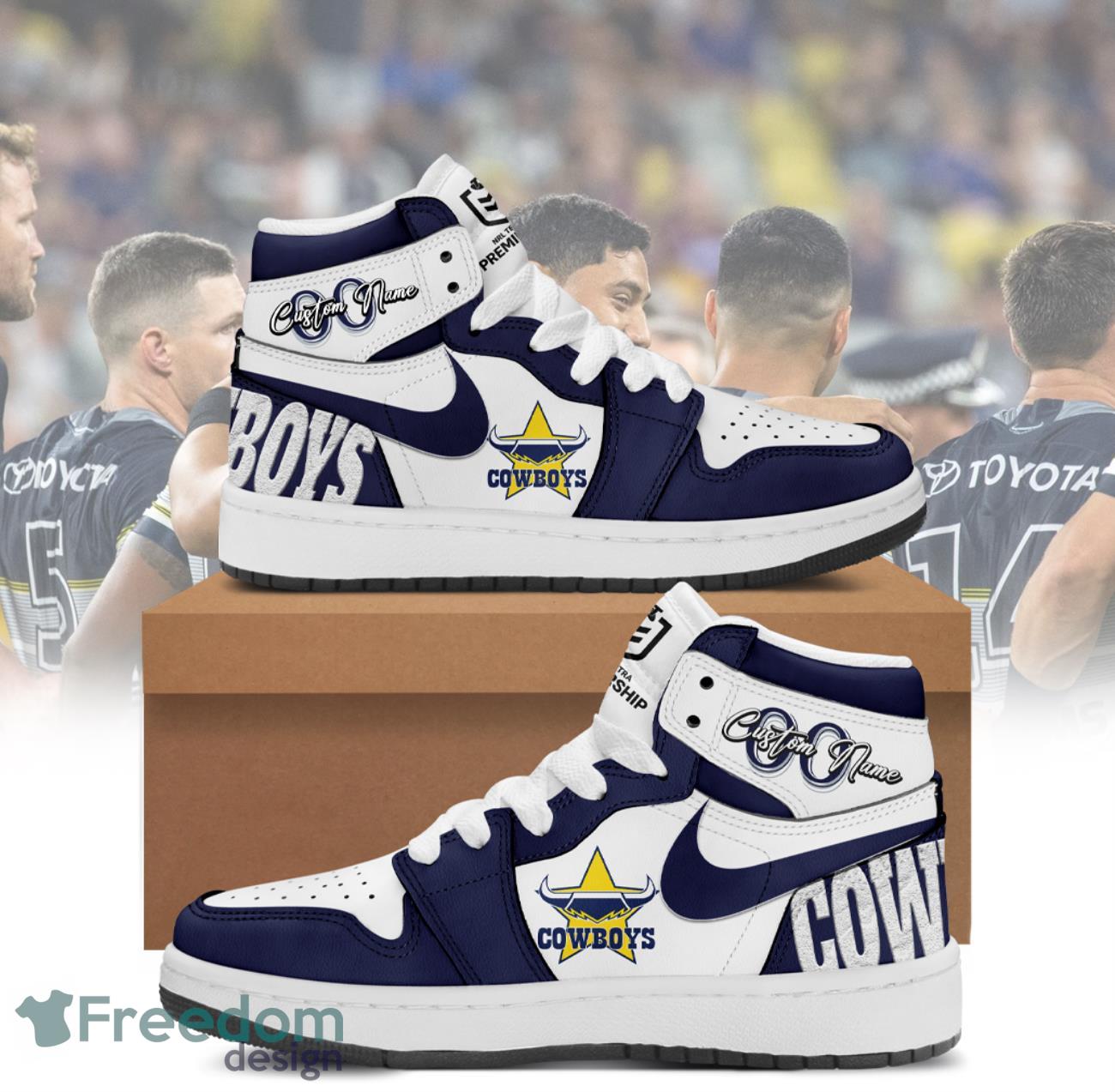 JWFancy North Queensland Cowboys AJ1 High Sneakers Shoes For Men And Women