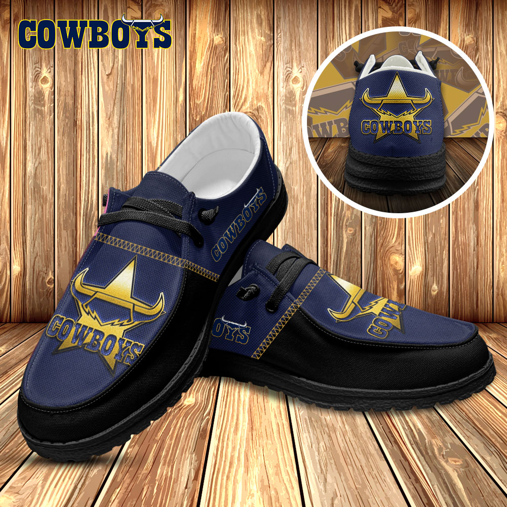 JWFancy North Queensland Cowboys Hey Dude Shoes Wally Men's Lace Up Loafers Comfortable For Men And Women