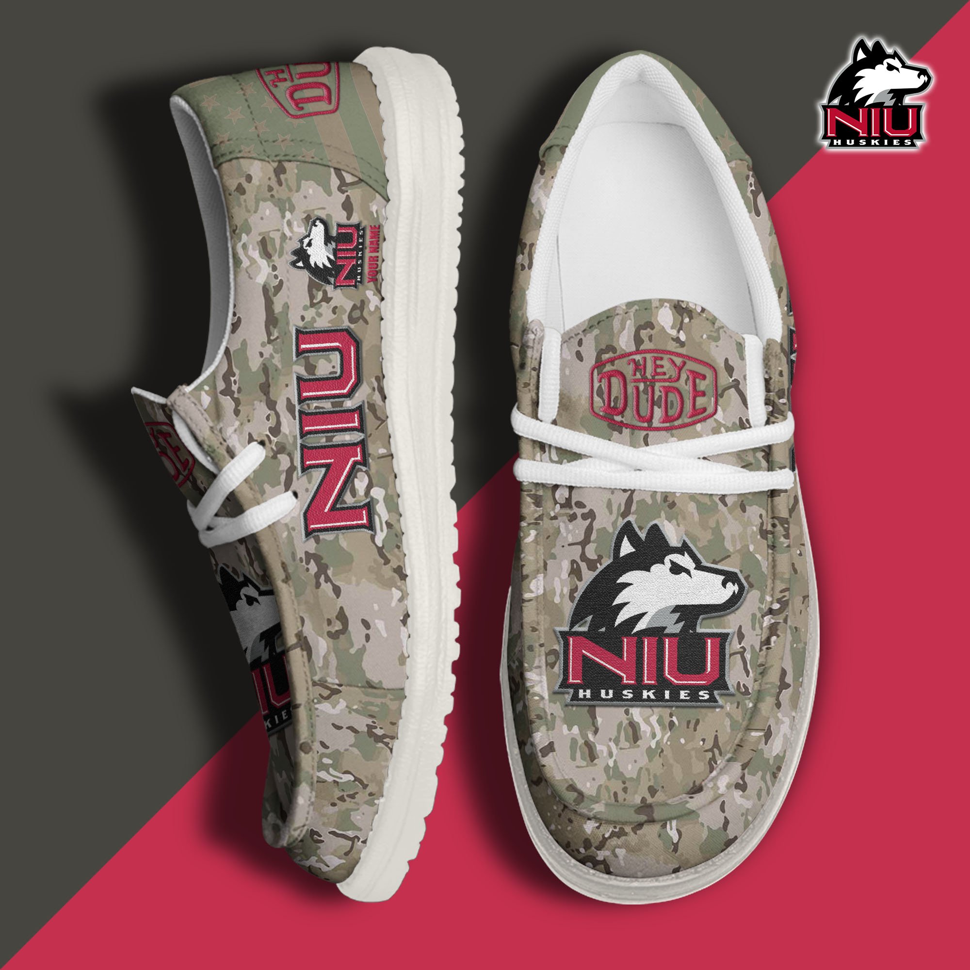 JWFancy Northern Illinois Huskies Hey Dude Shoes Wally Men's Lace Up Loafers Comfortable For Men And Women
