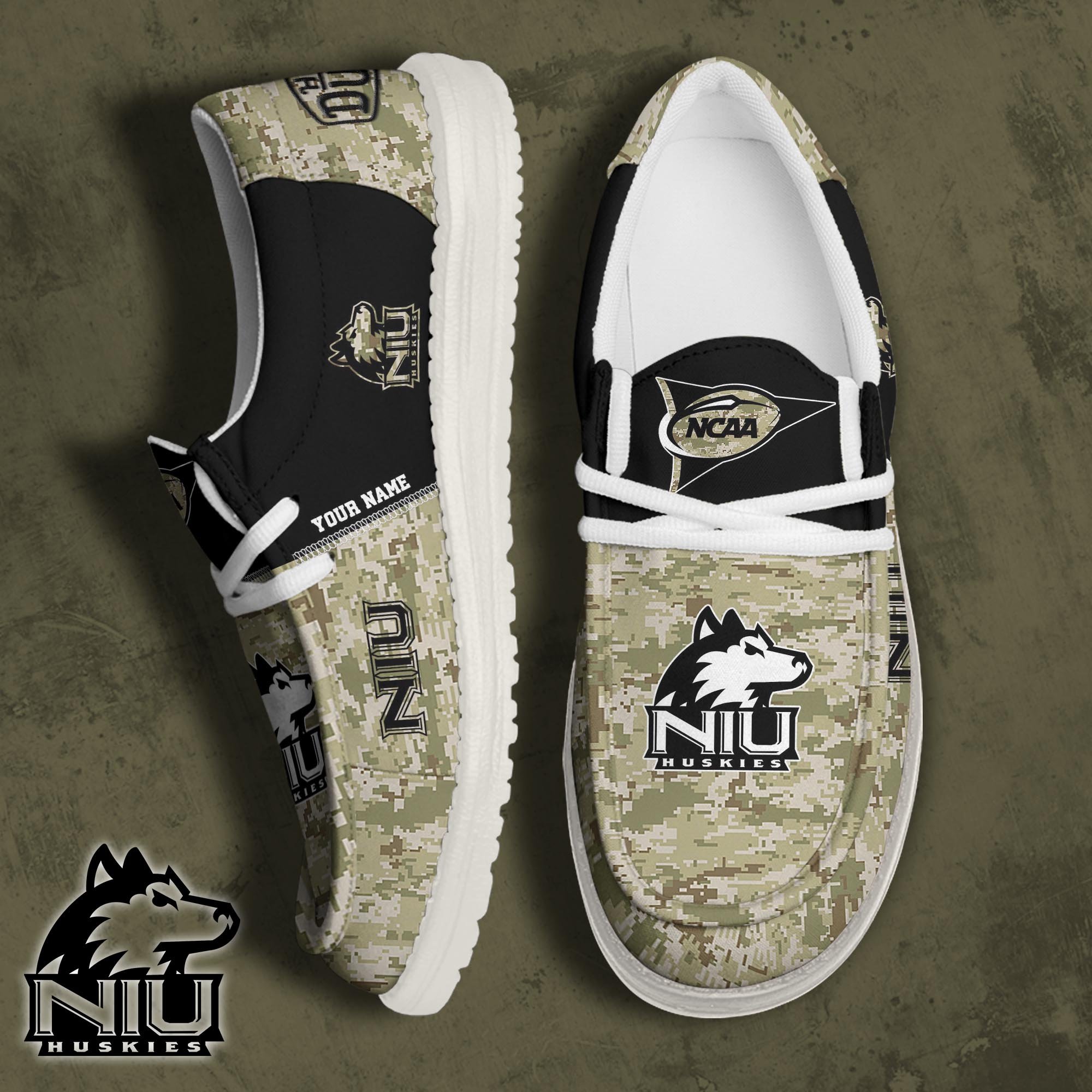 JWFancy Northern Illinois Huskies Hey Dude Shoes Wally Men's Lace Up Loafers Comfortable For Men And Women