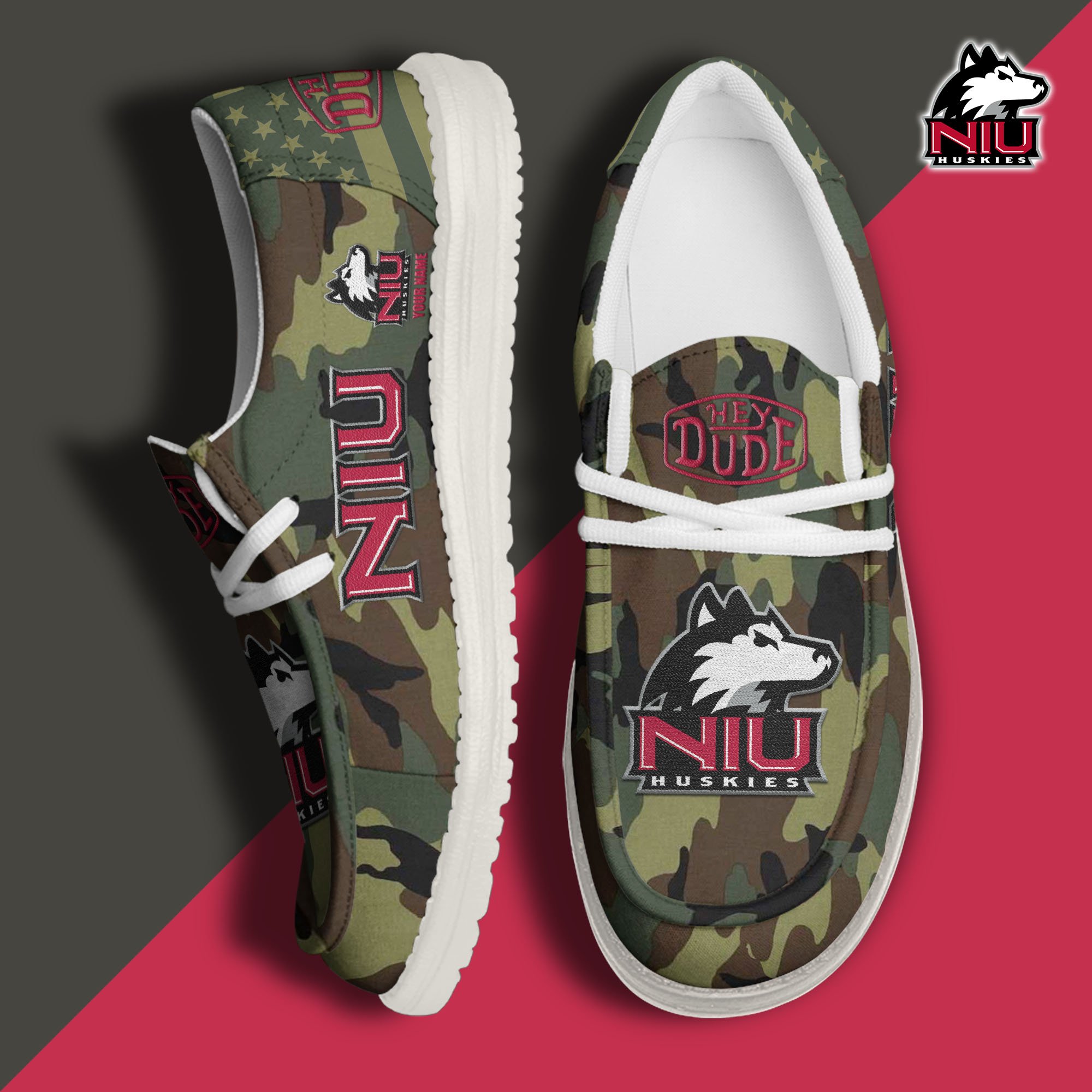 JWFancy Northern Illinois Huskies Hey Dude Shoes Wally Men's Lace Up Loafers Comfortable For Men And Women