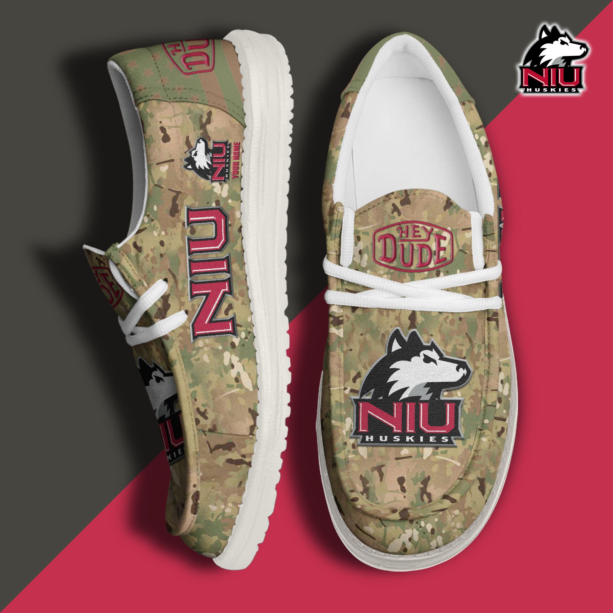 JWFancy Northern Illinois Huskies Hey Dude Shoes Wally Men's Lace Up Loafers Comfortable For Men And Women