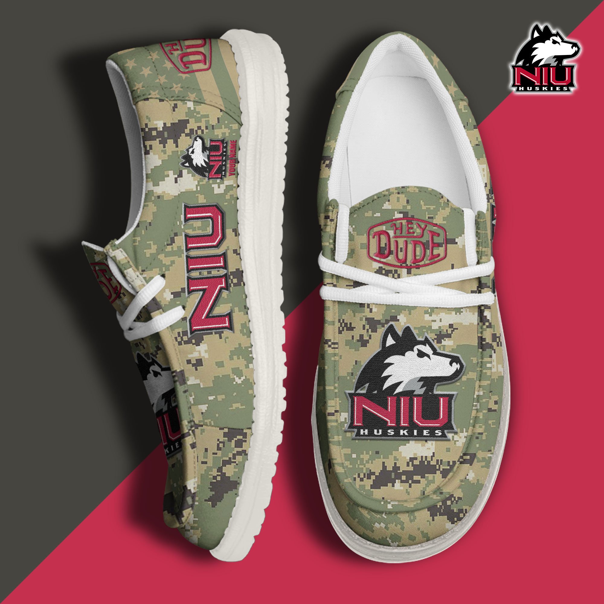 JWFancy Northern Illinois Huskies Hey Dude Shoes Wally Men's Lace Up Loafers Comfortable For Men And Women