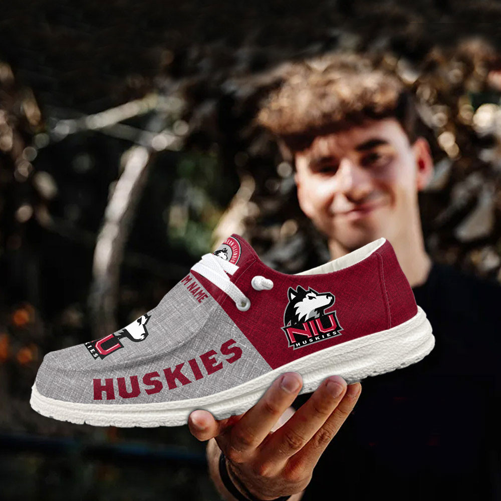JWFancy Northern Illinois Huskies Hey Dude Shoes Wally Men's Lace Up Loafers Comfortable For Men And Women