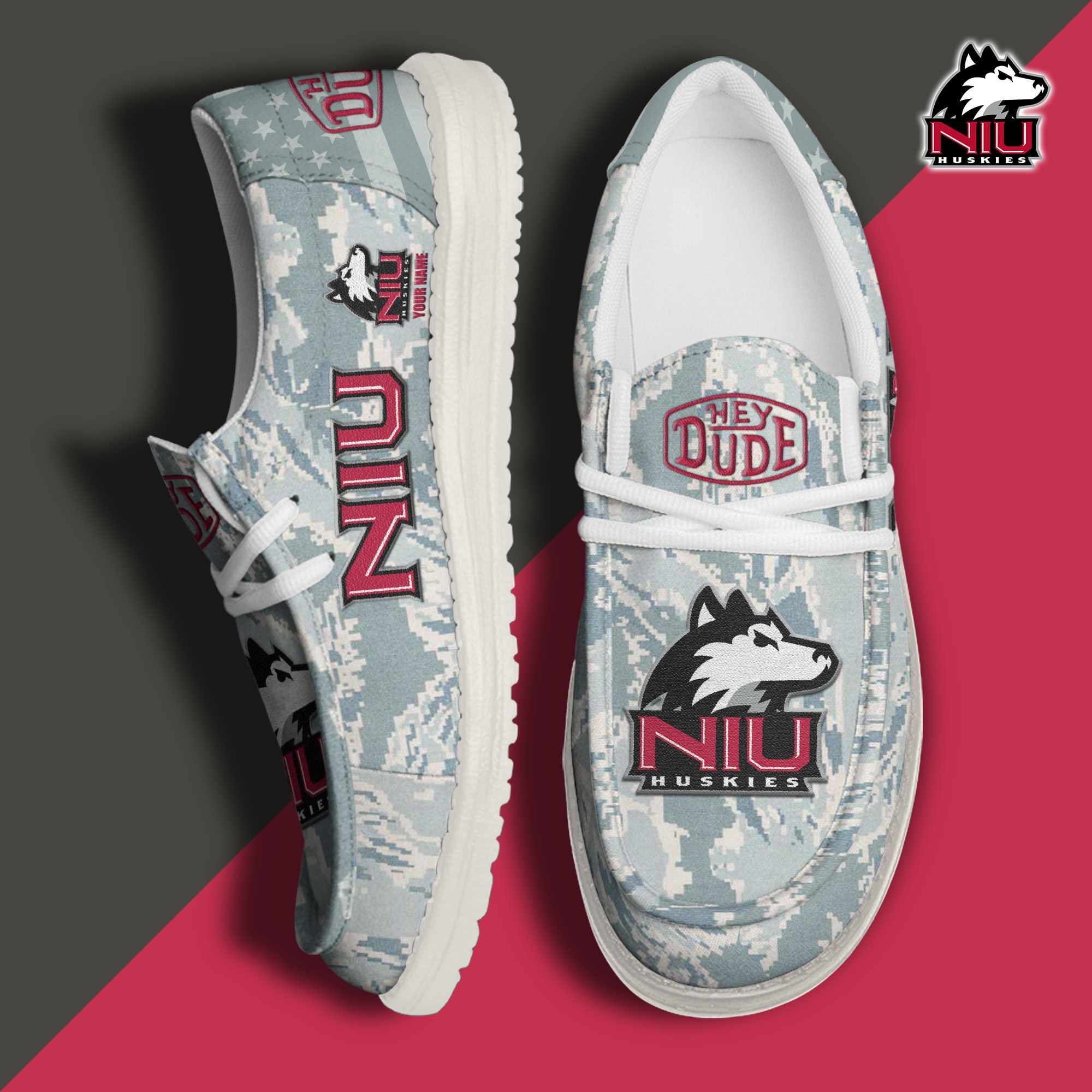 JWFancy Northern Illinois Huskies Hey Dude Shoes Wally Men's Lace Up Loafers Comfortable For Men And Women