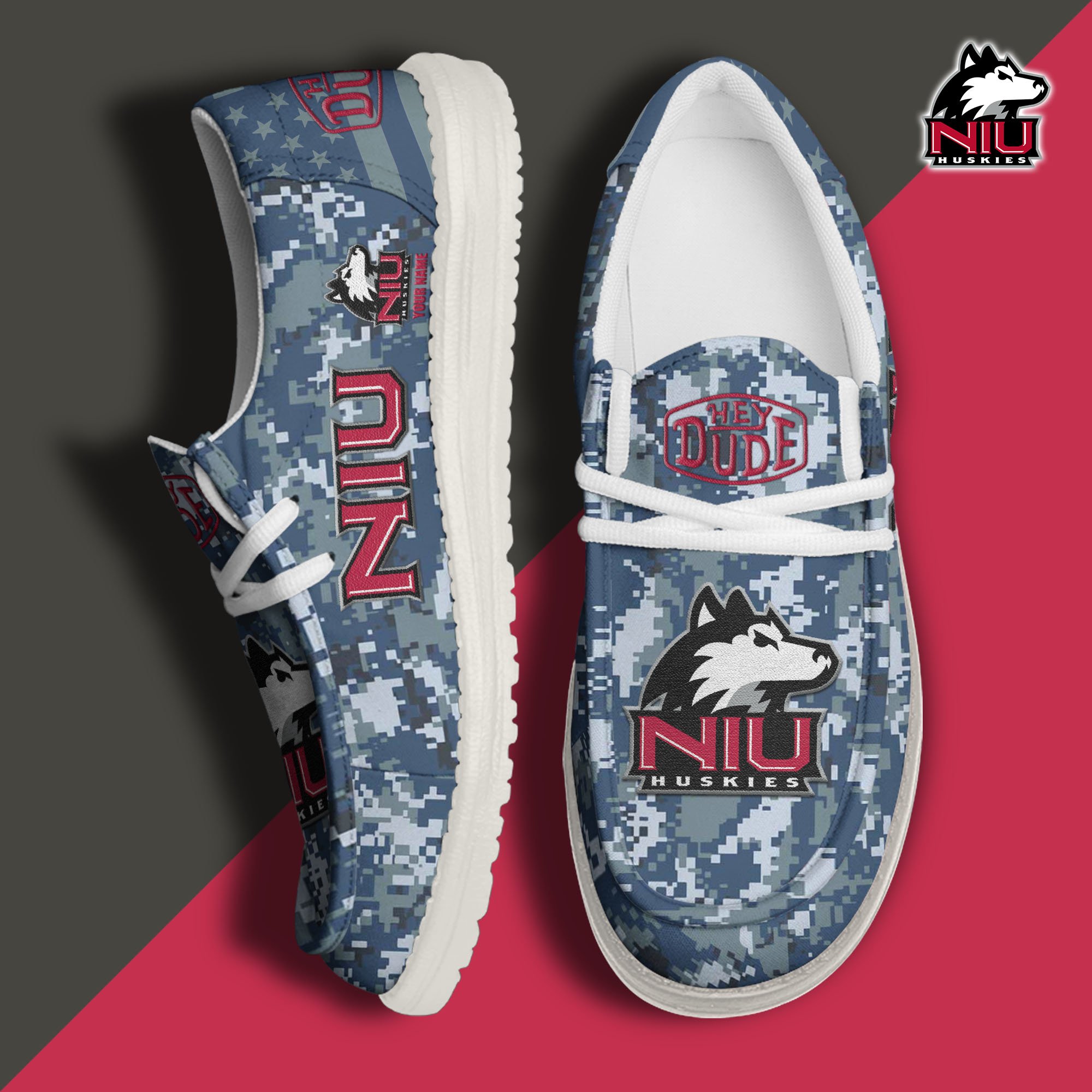 JWFancy Northern Illinois Huskies Hey Dude Shoes Wally Men's Lace Up Loafers Comfortable For Men And Women